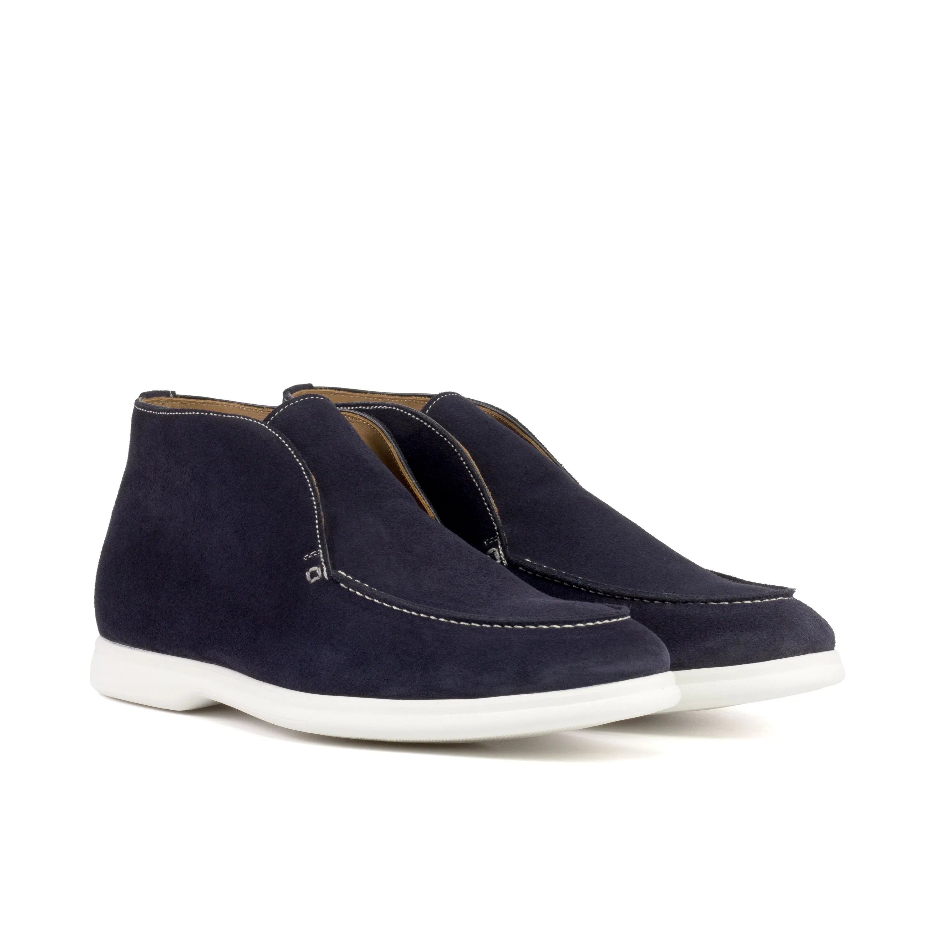 Pair of navy suede chukka moccasins in Riyadh moc flex sport boots
