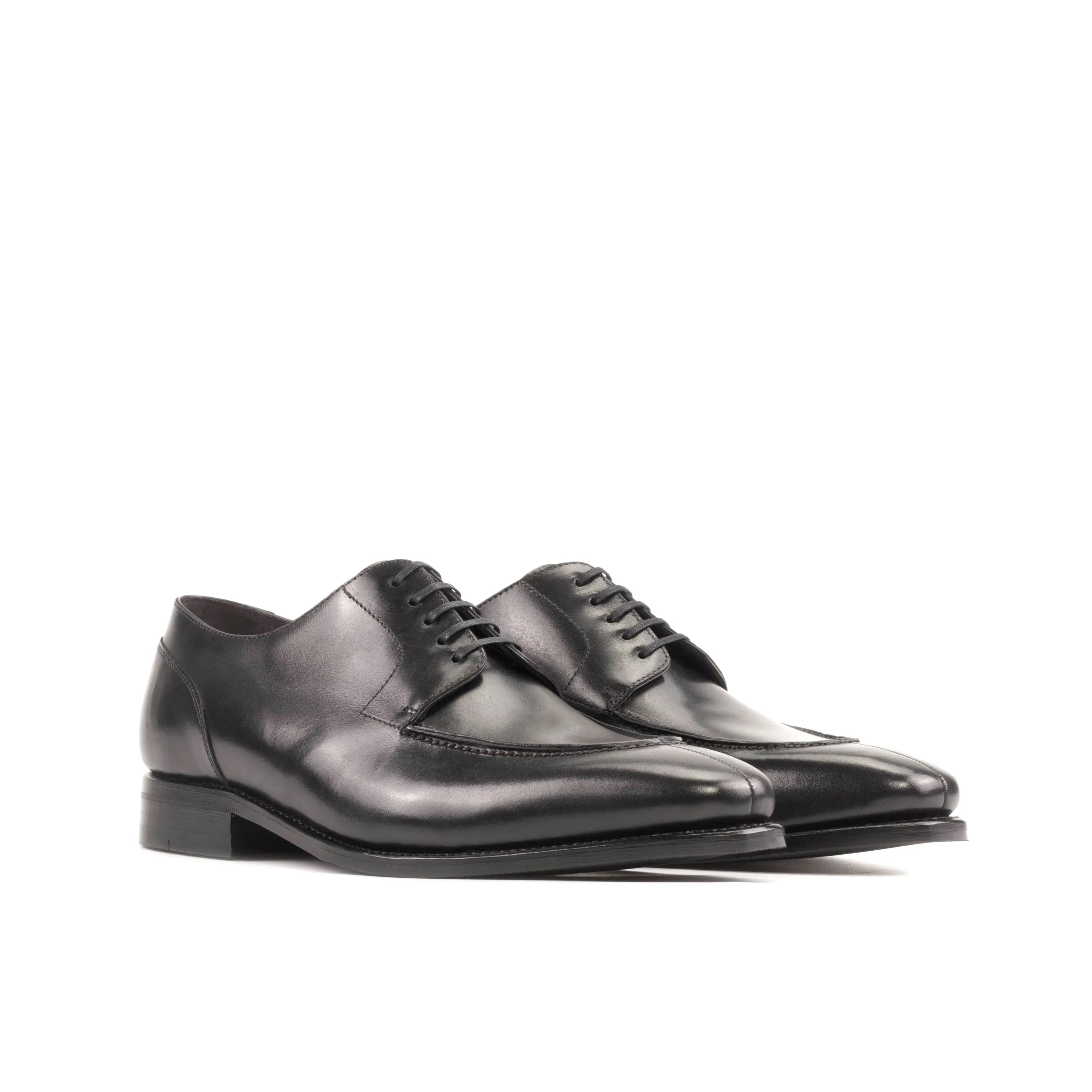 Rocco derby split toe black leather dress shoes pair