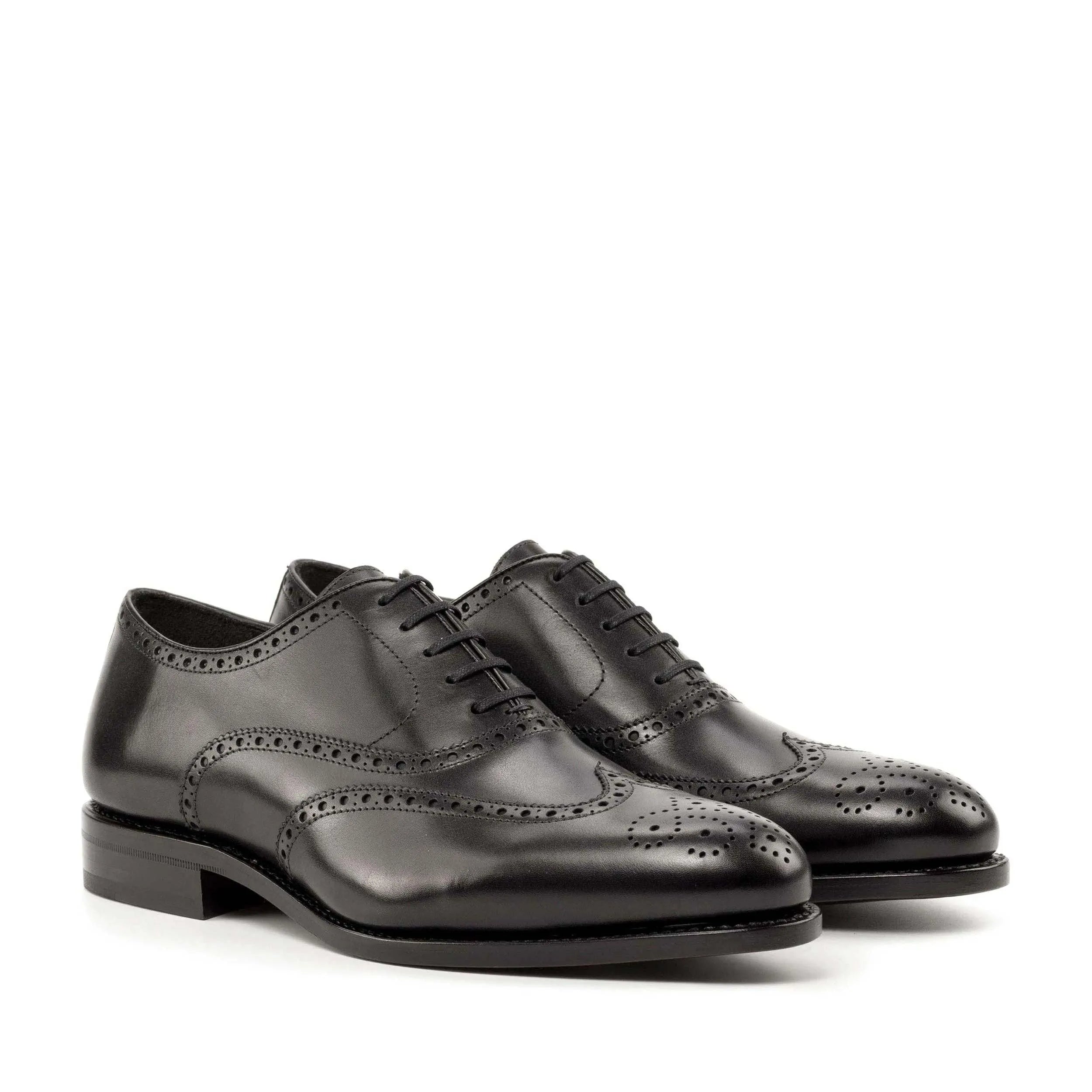 Pair of black leather Rover full brogue dress shoes