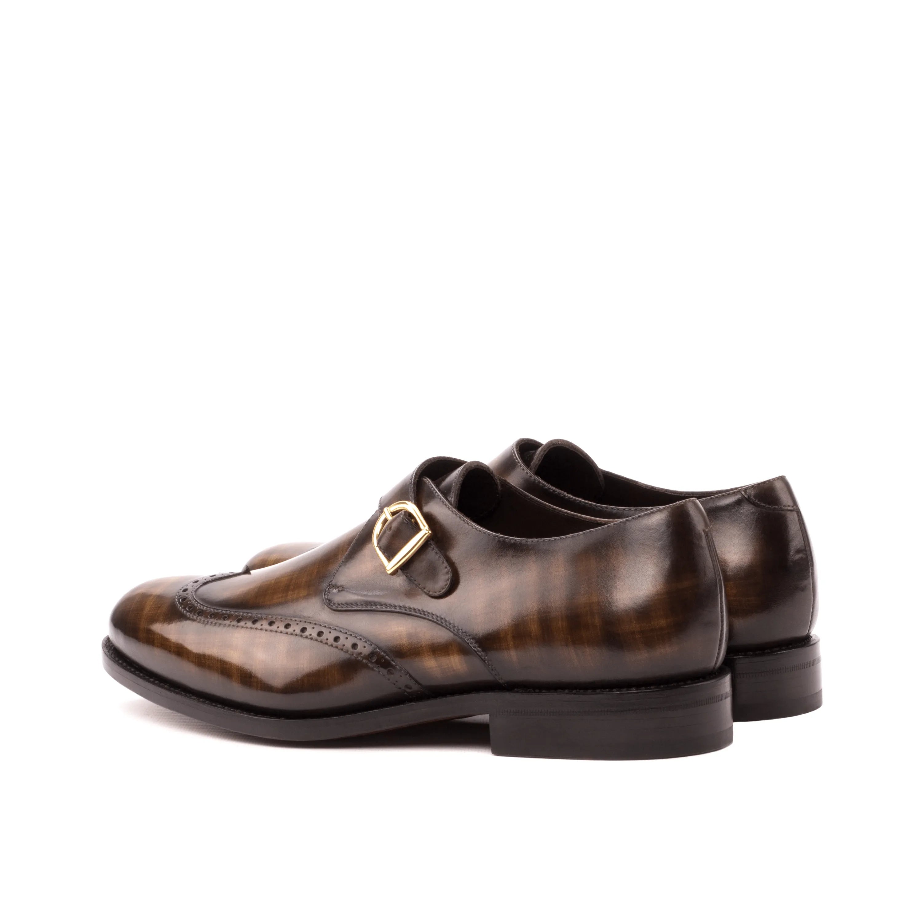 Rufus Patina Single Monk brown leather monk strap shoes