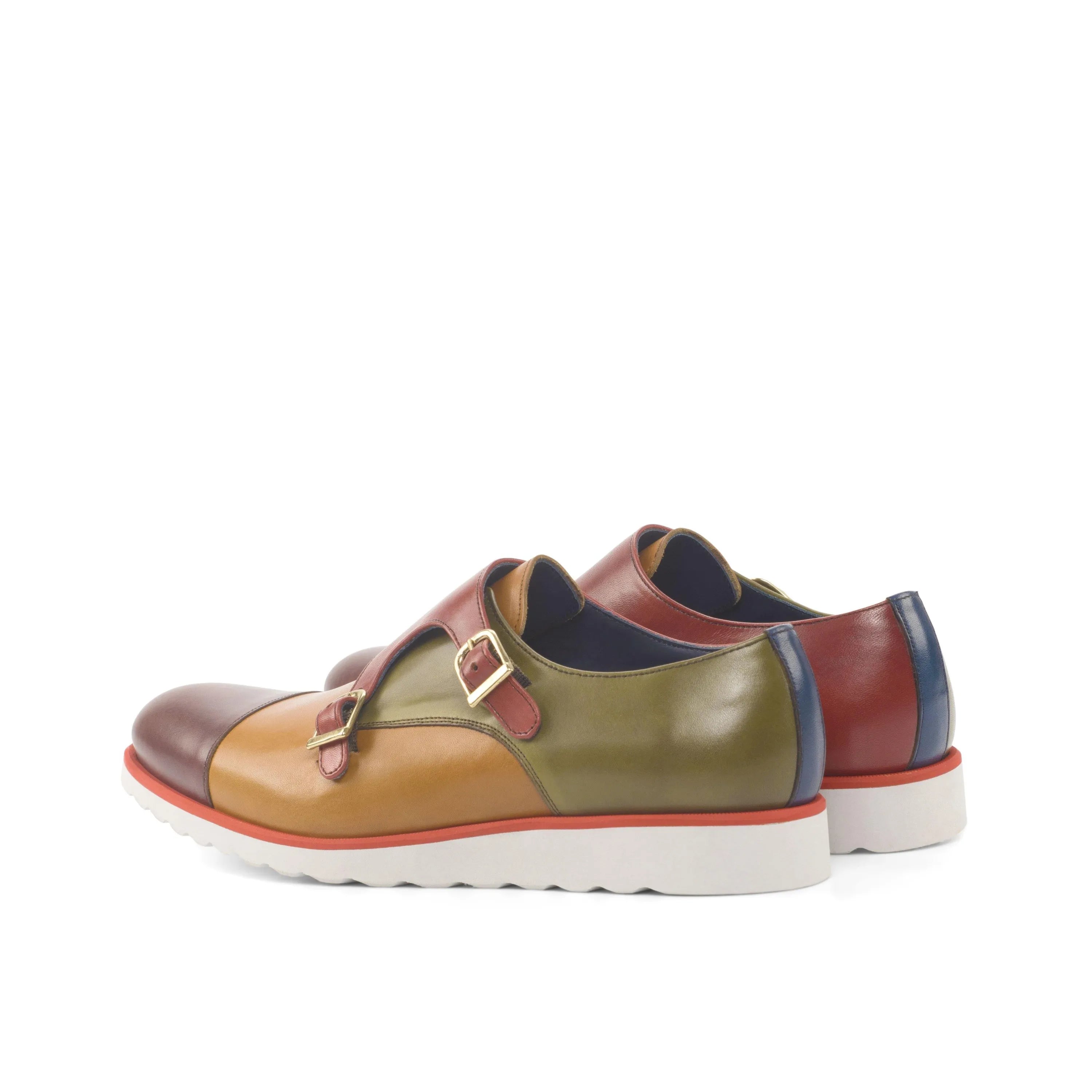 Ryan double monk colorful painted calf leather shoes