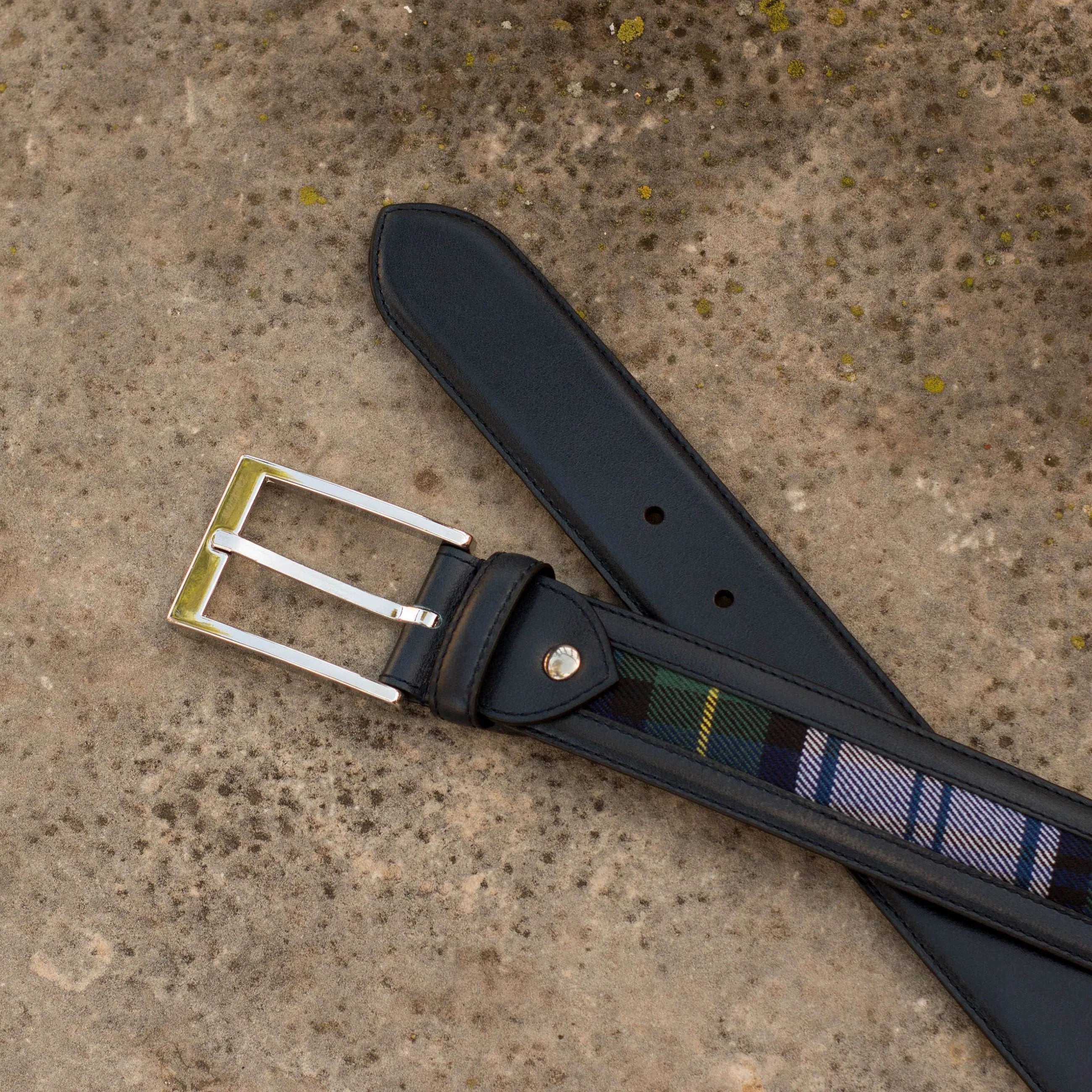 Sahnish Venice Belt with leather and tartan design