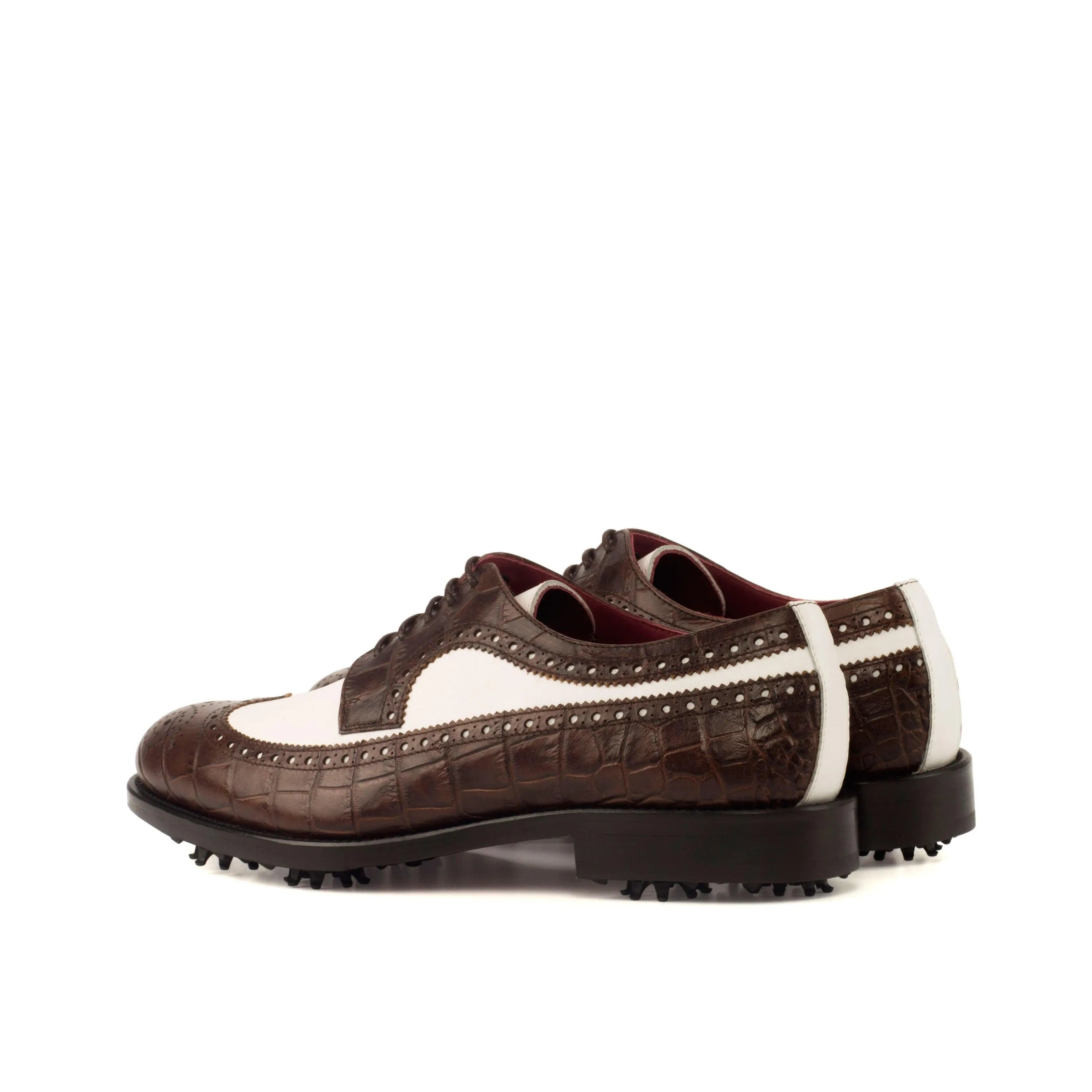 Saint Longwing Blucher golf shoes in brown and white