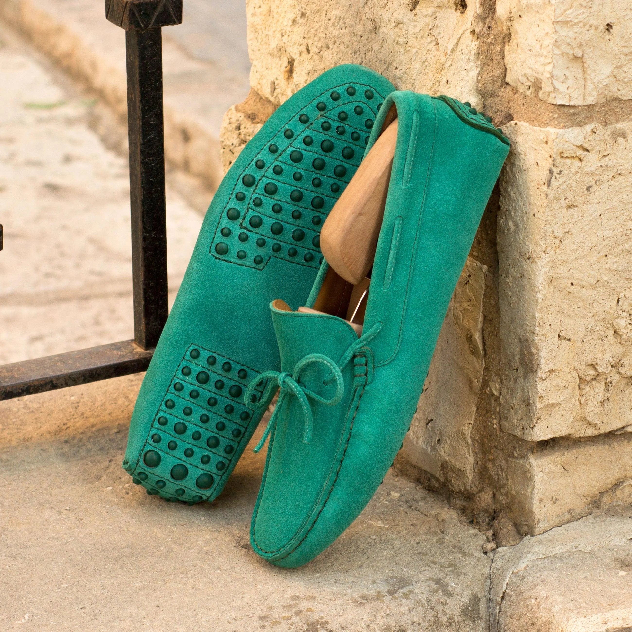San Diego Driver II teal suede mens casual shoes with rubber soles