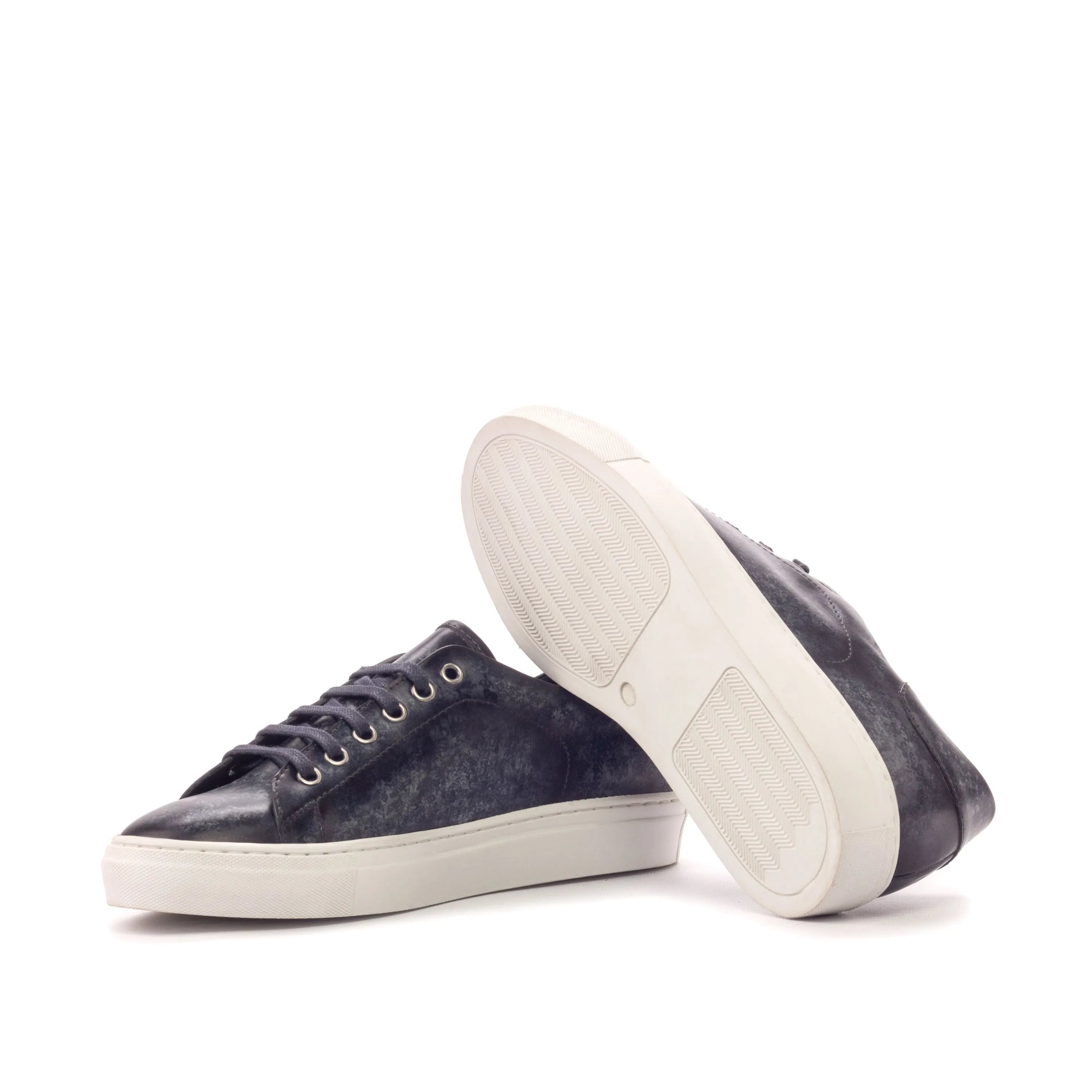 Sancho trainer patina sneaker with dark blue leather and white cupsole