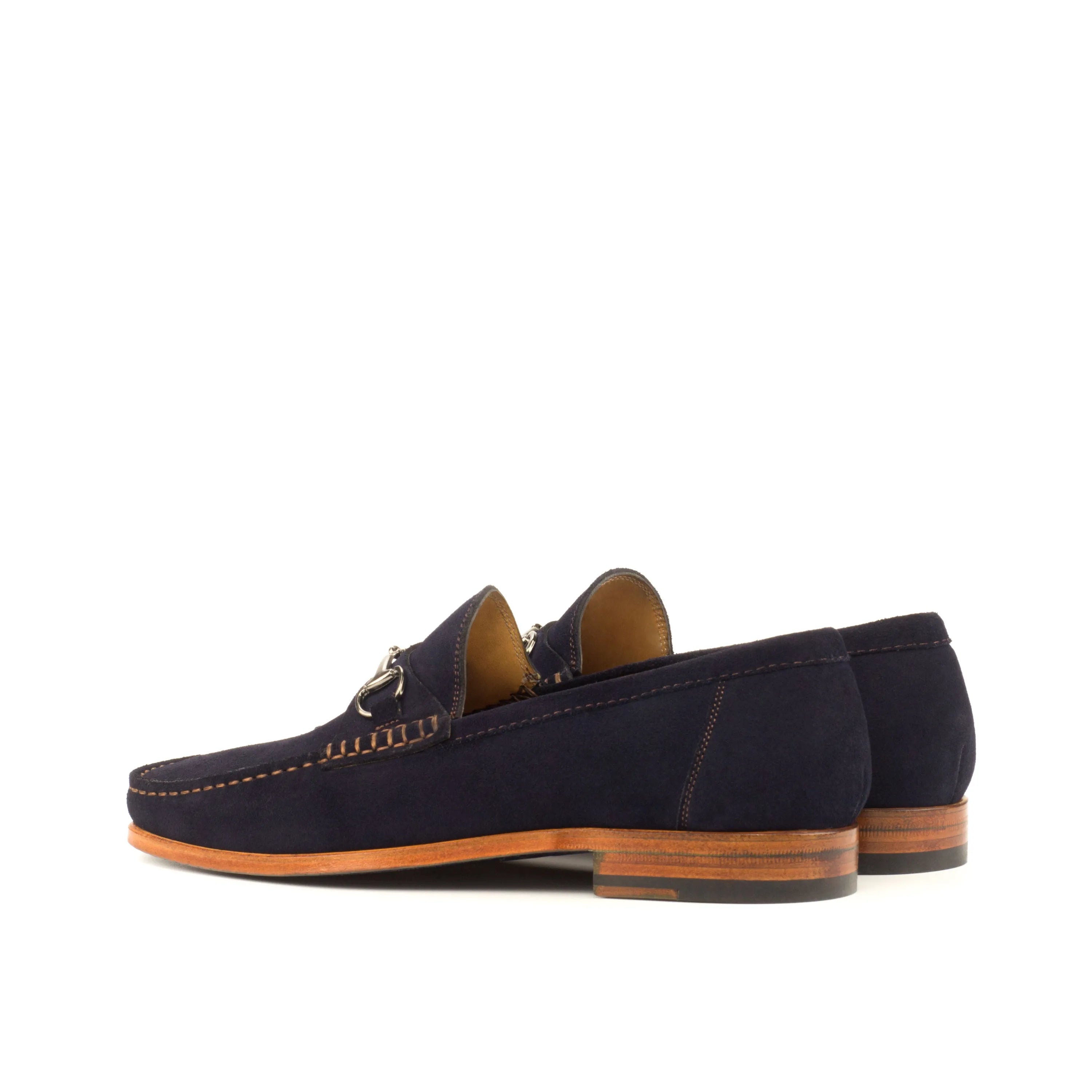 Serenity Moccasin dark blue suede loafers luxury bespoke shoes for men