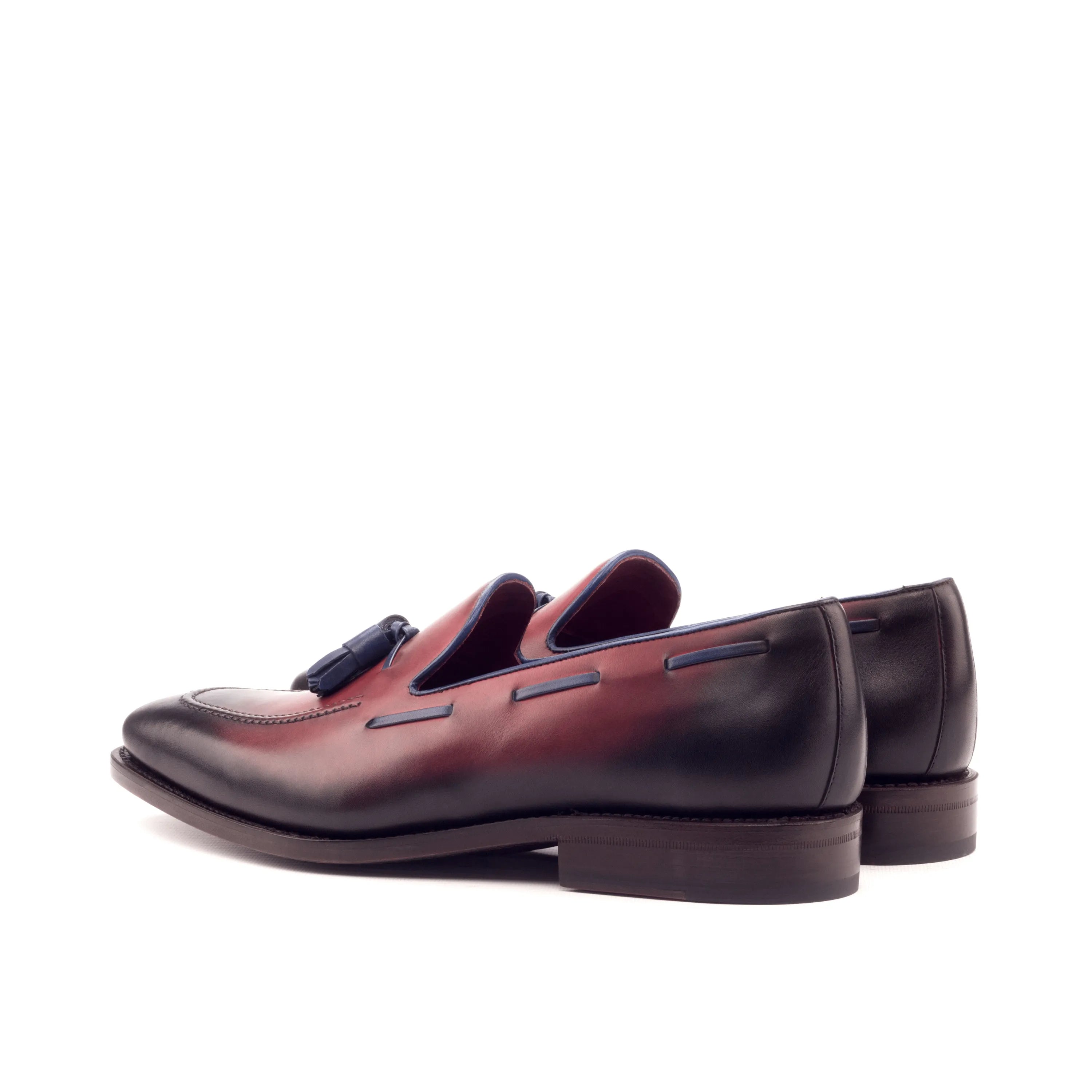 Silwauski loafers: burgundy and navy painted calf luxury bespoke shoes for men