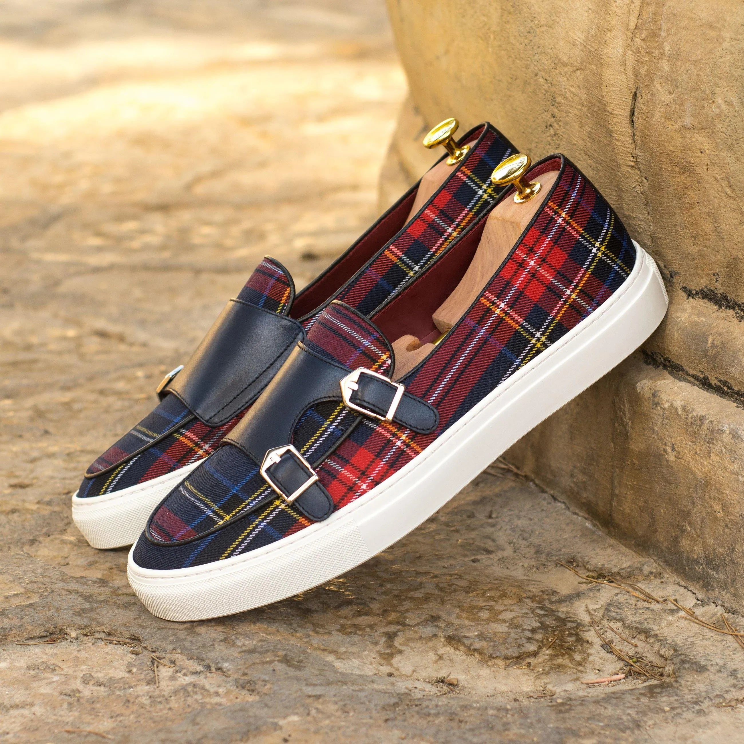 Sosa Grand Monk sneaker in plaid monk strap with painted calf