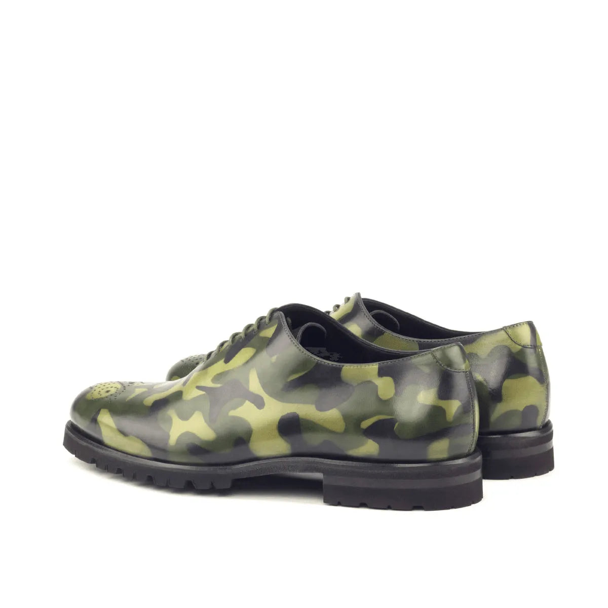 Spartacus whole cut patina II camouflage leather dress shoes with rounded toe