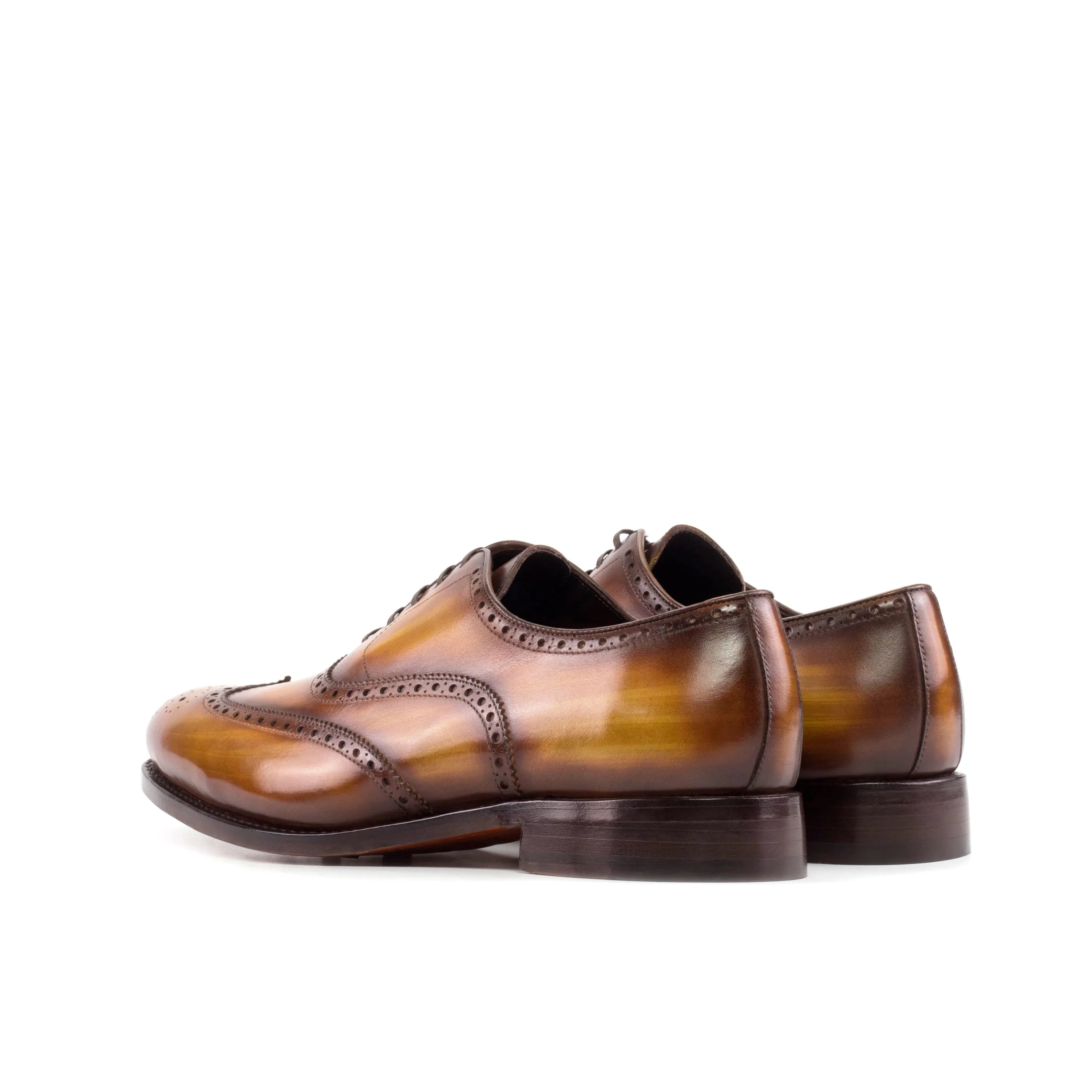 Spectral patina full brogue shoes in brown leather wingtip design