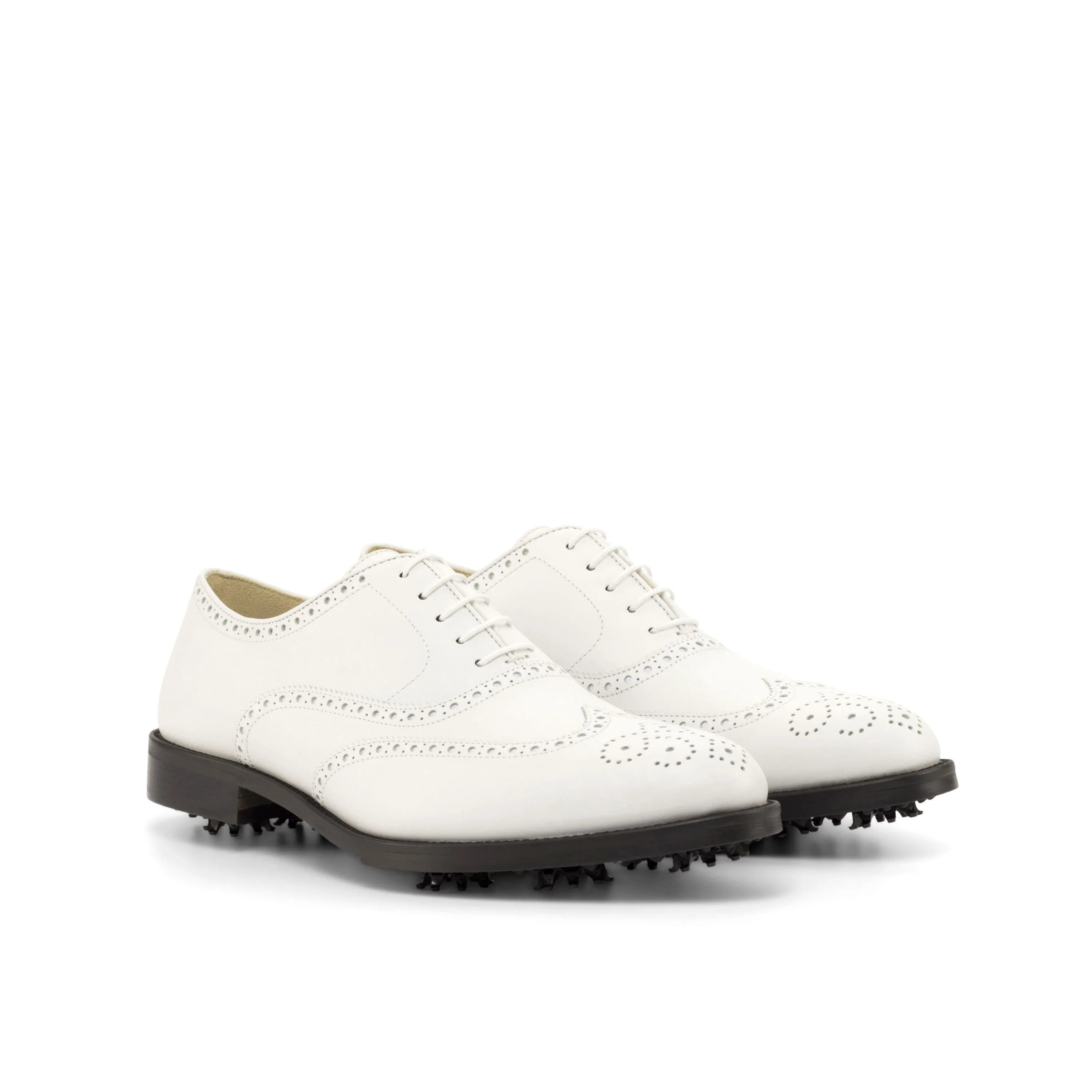 White Stan Full Brogue golf shoes II leather back view