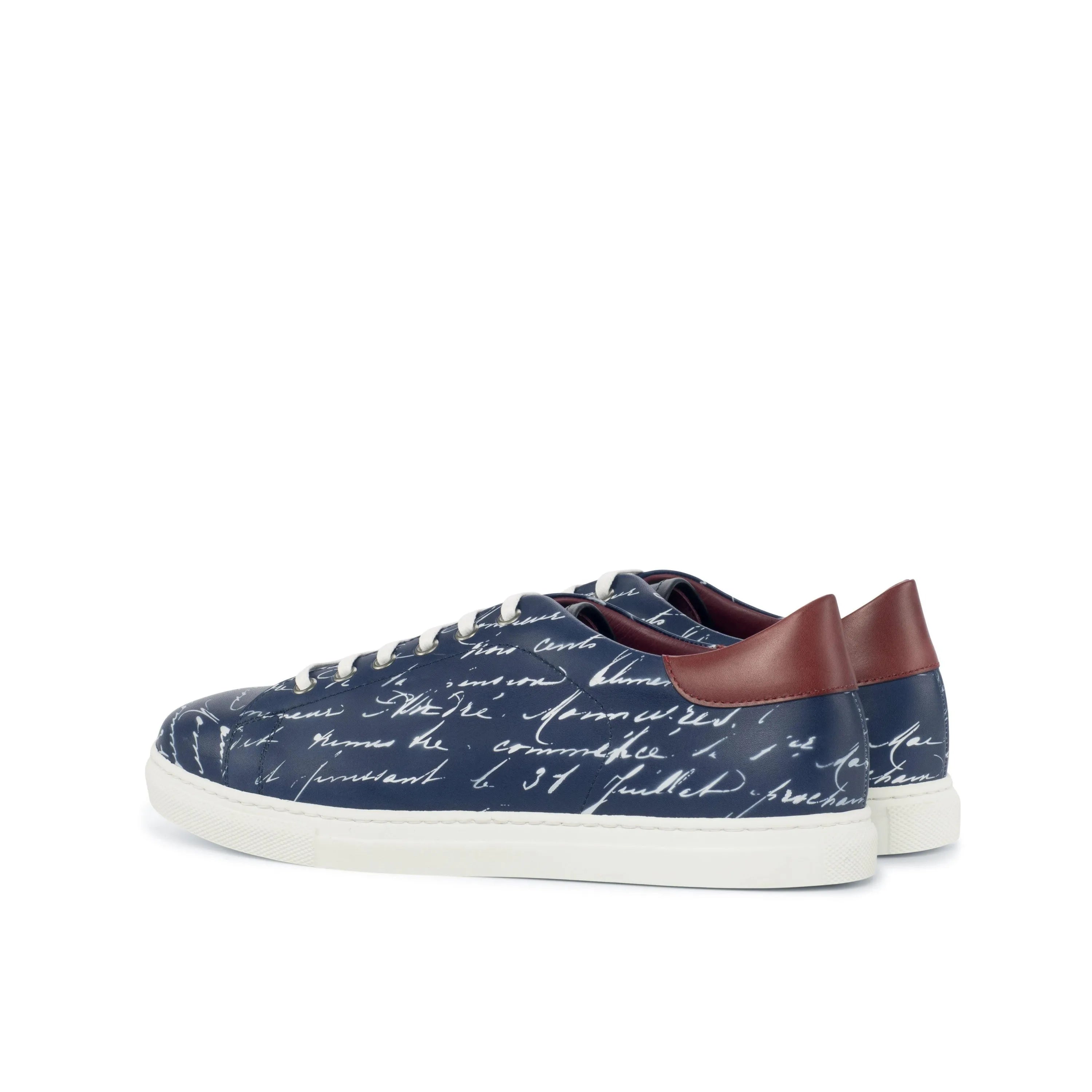 Story Trainer Sneaker II blue leather cupsole trainer with white soles