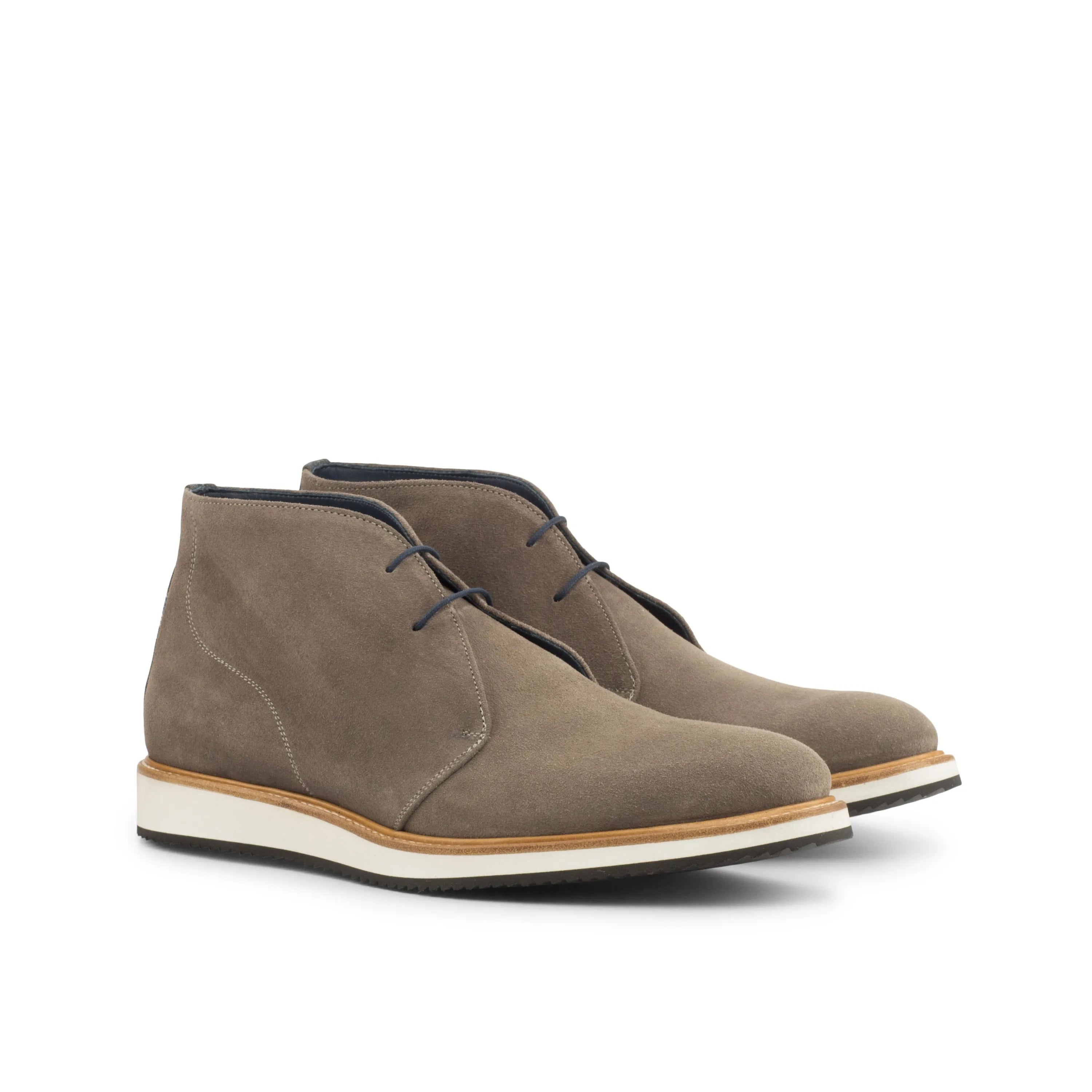 Taupe suede T42 chukka boots back view