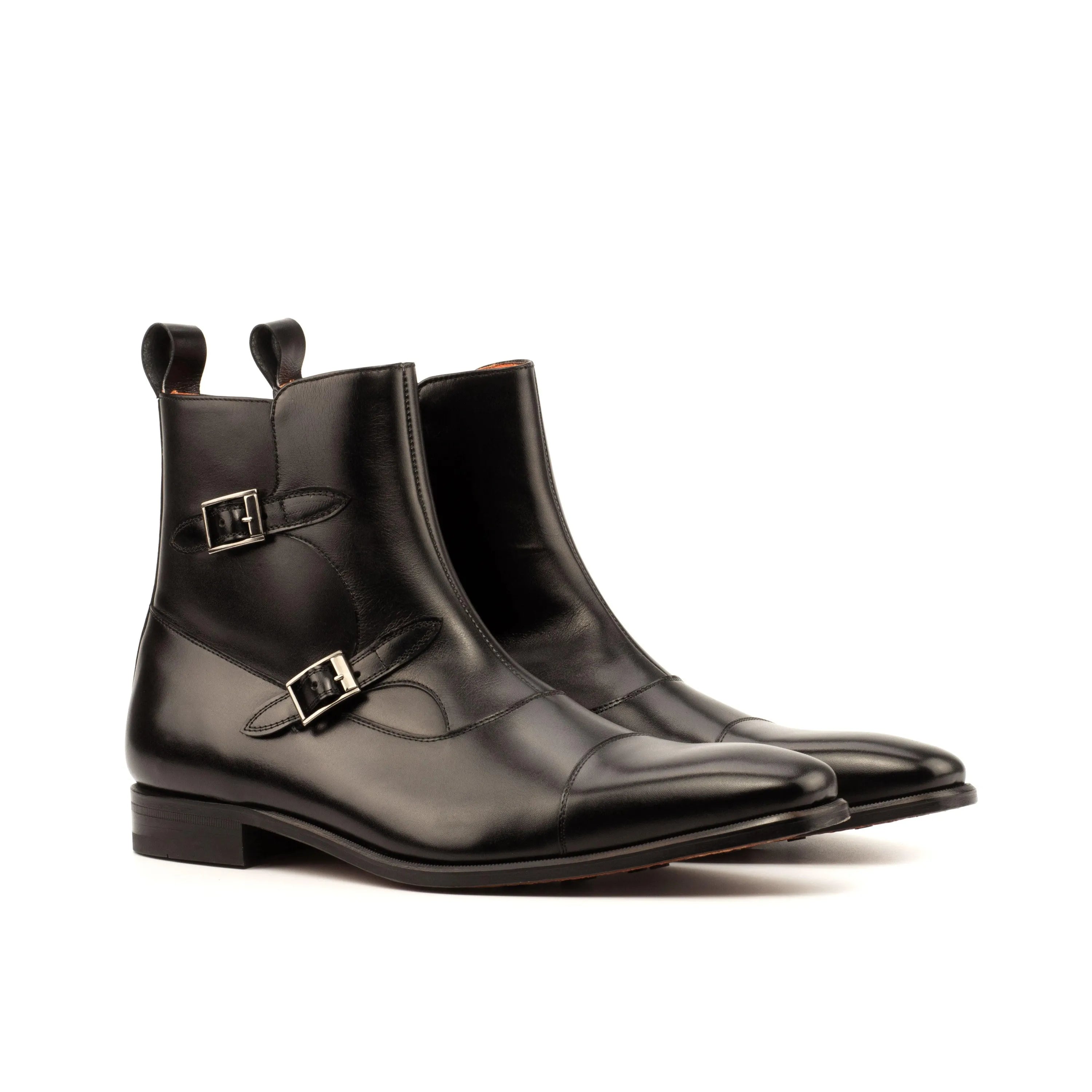 Pair of black leather T90 Octavian boots monk strap