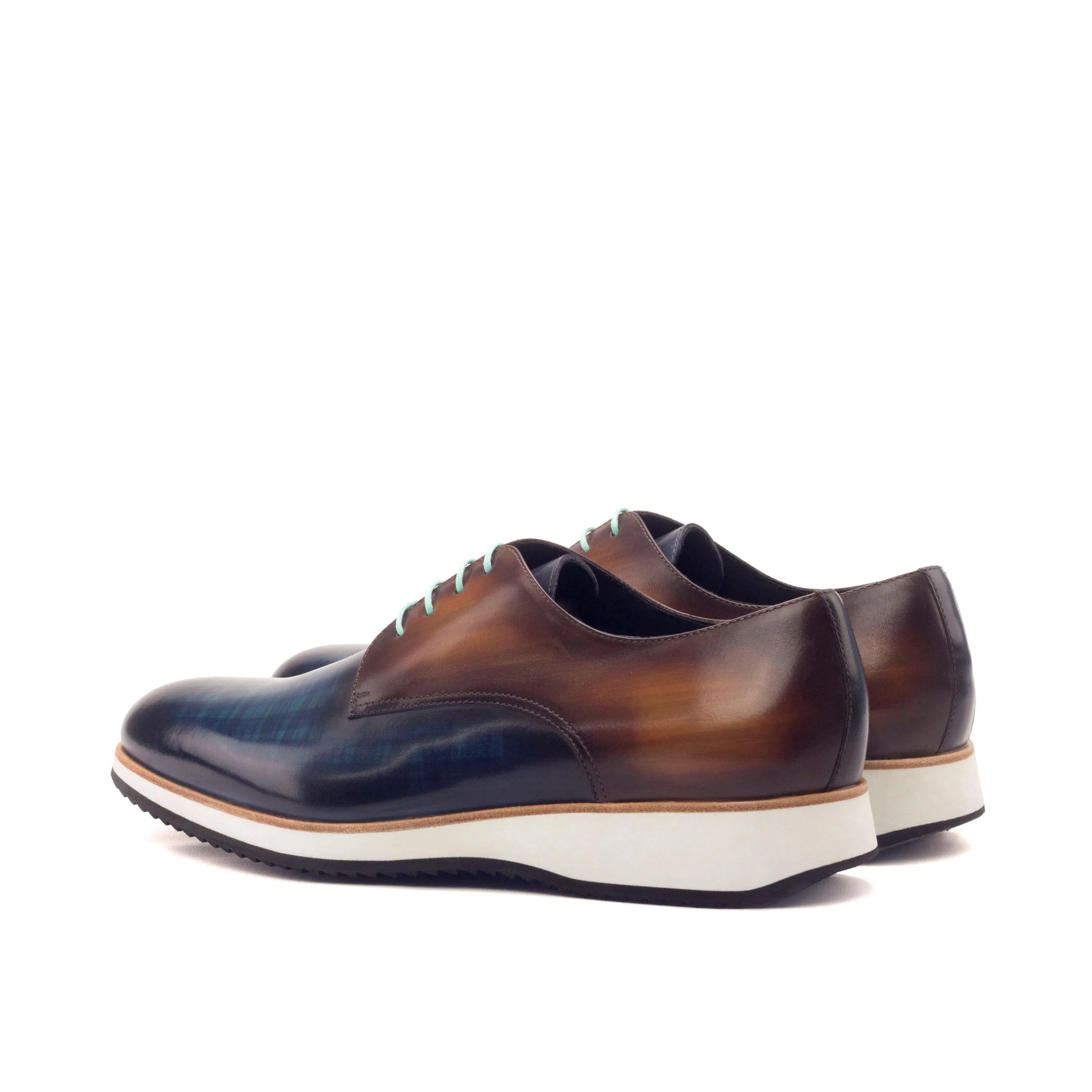 Testino 2 derby patina shoes with two-toned leather and white soles