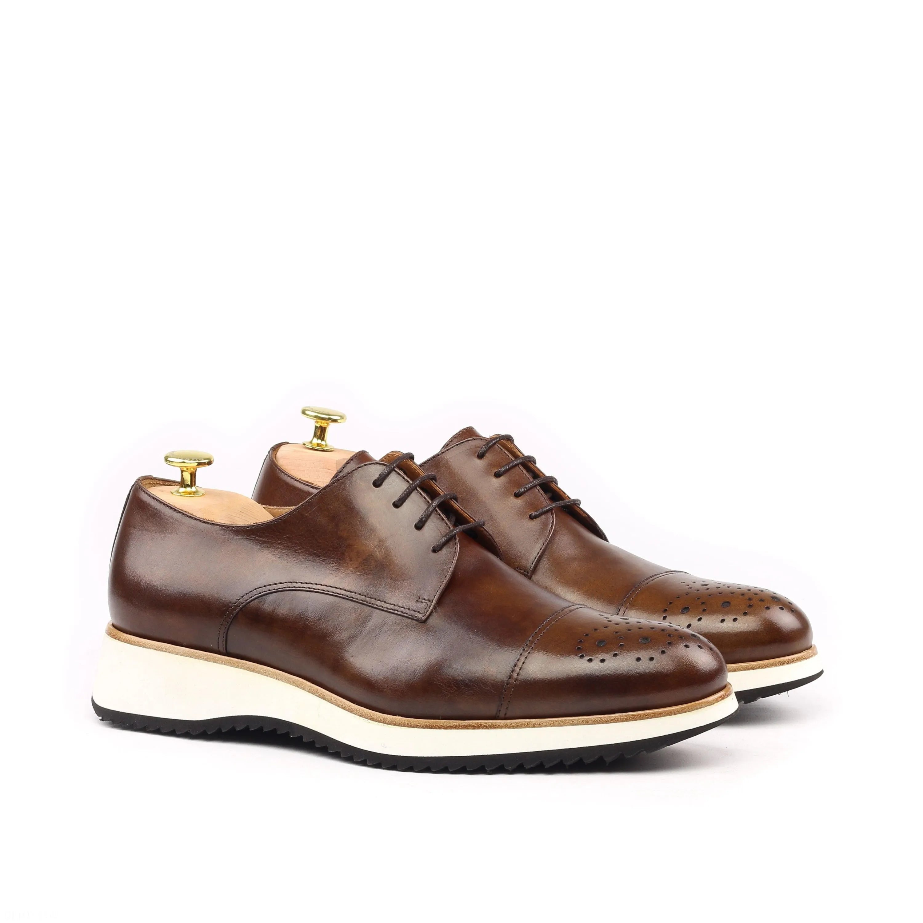 Brown Testino Derby shoes II in leather, back view