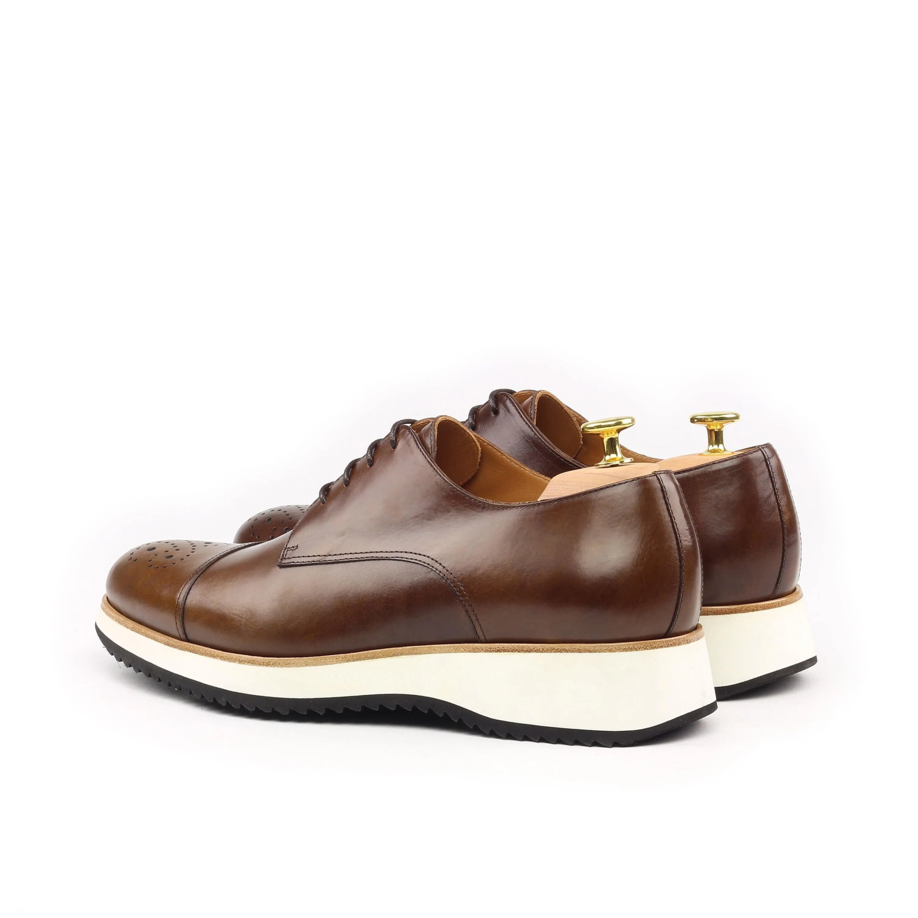 Testino Derby shoes: brown leather derby split toe dress shoes