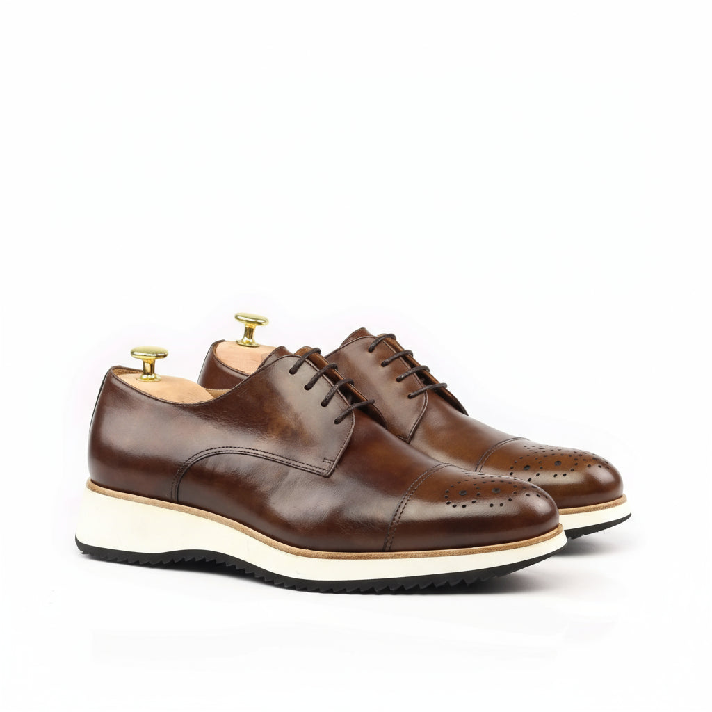Testino Derby shoes: brown leather derby split toe with white soles