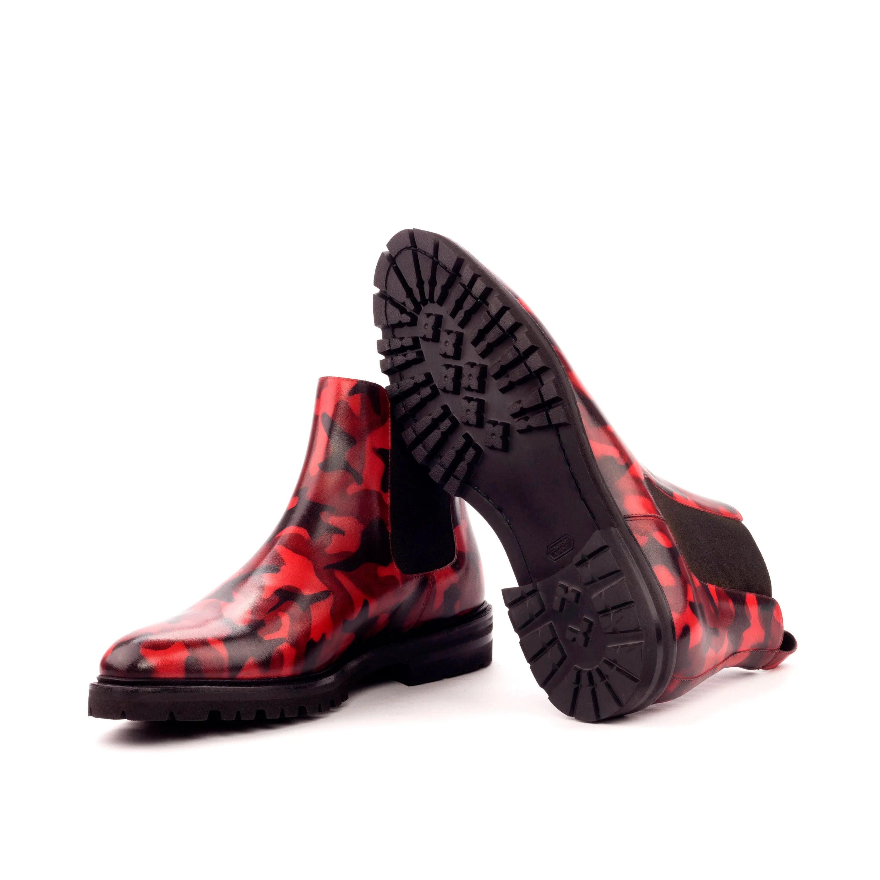 Red and black camouflage Theodora Chelsea boots