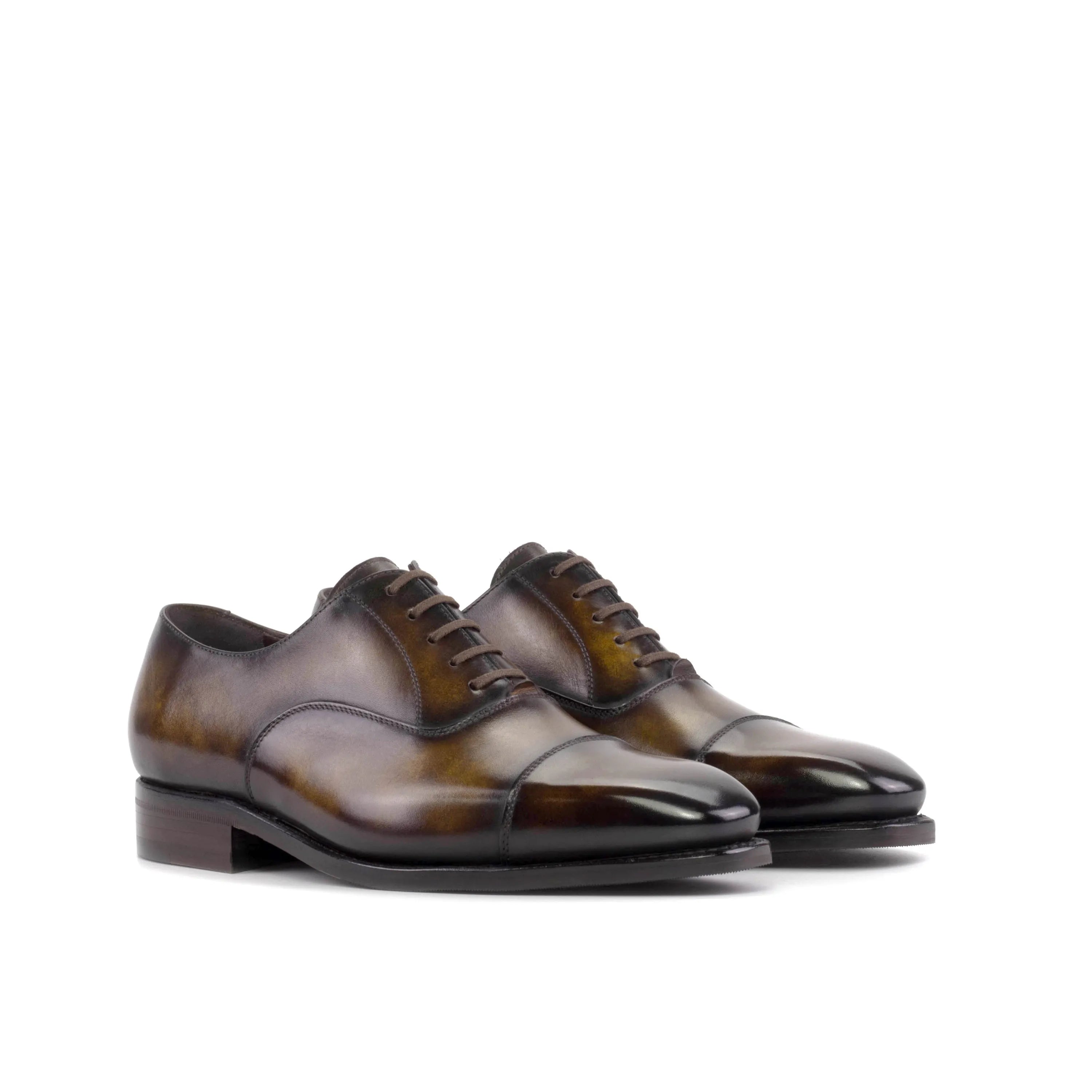 Pair of Thundro Patina Oxford brown leather dress shoes