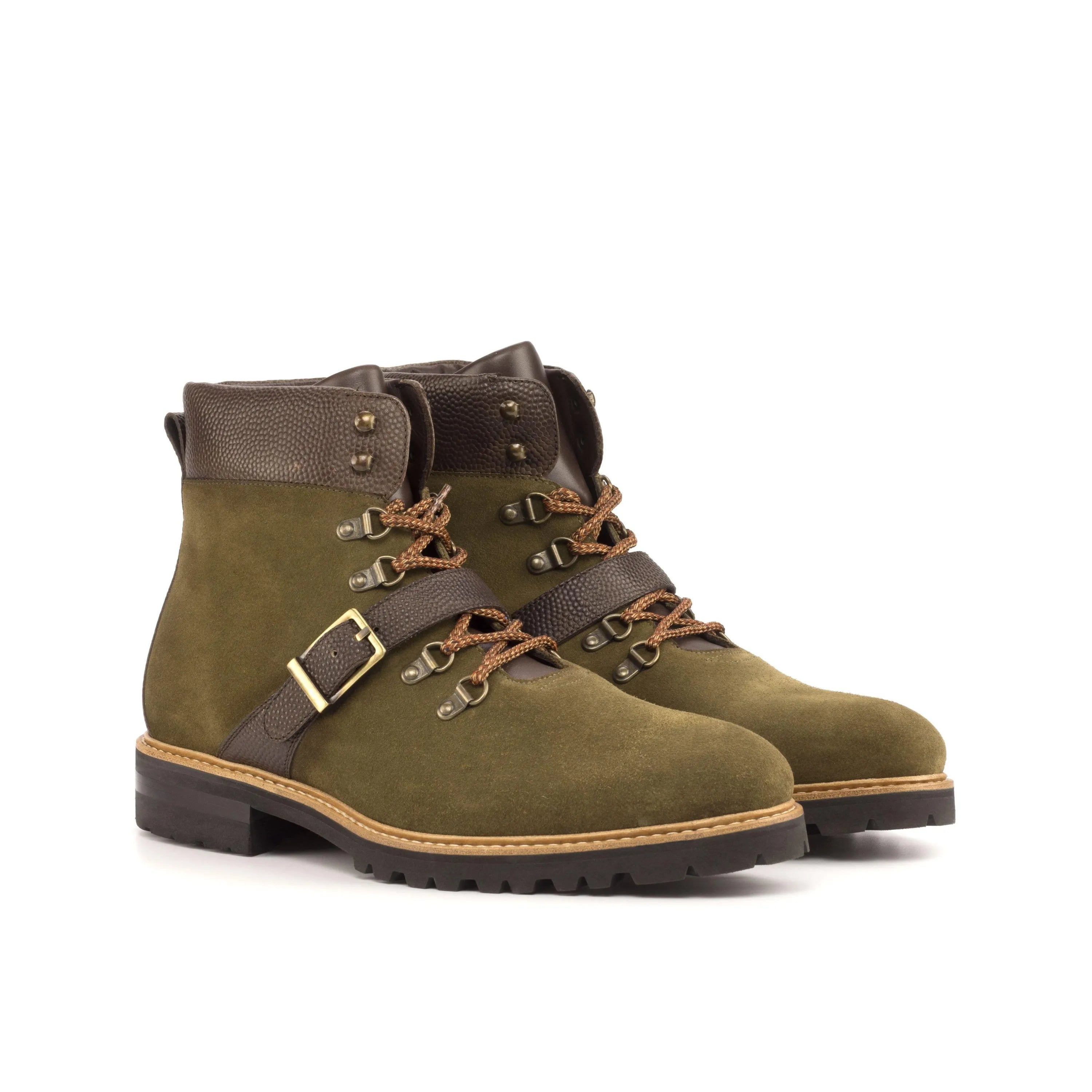 Olive green leather Timas hiking boots