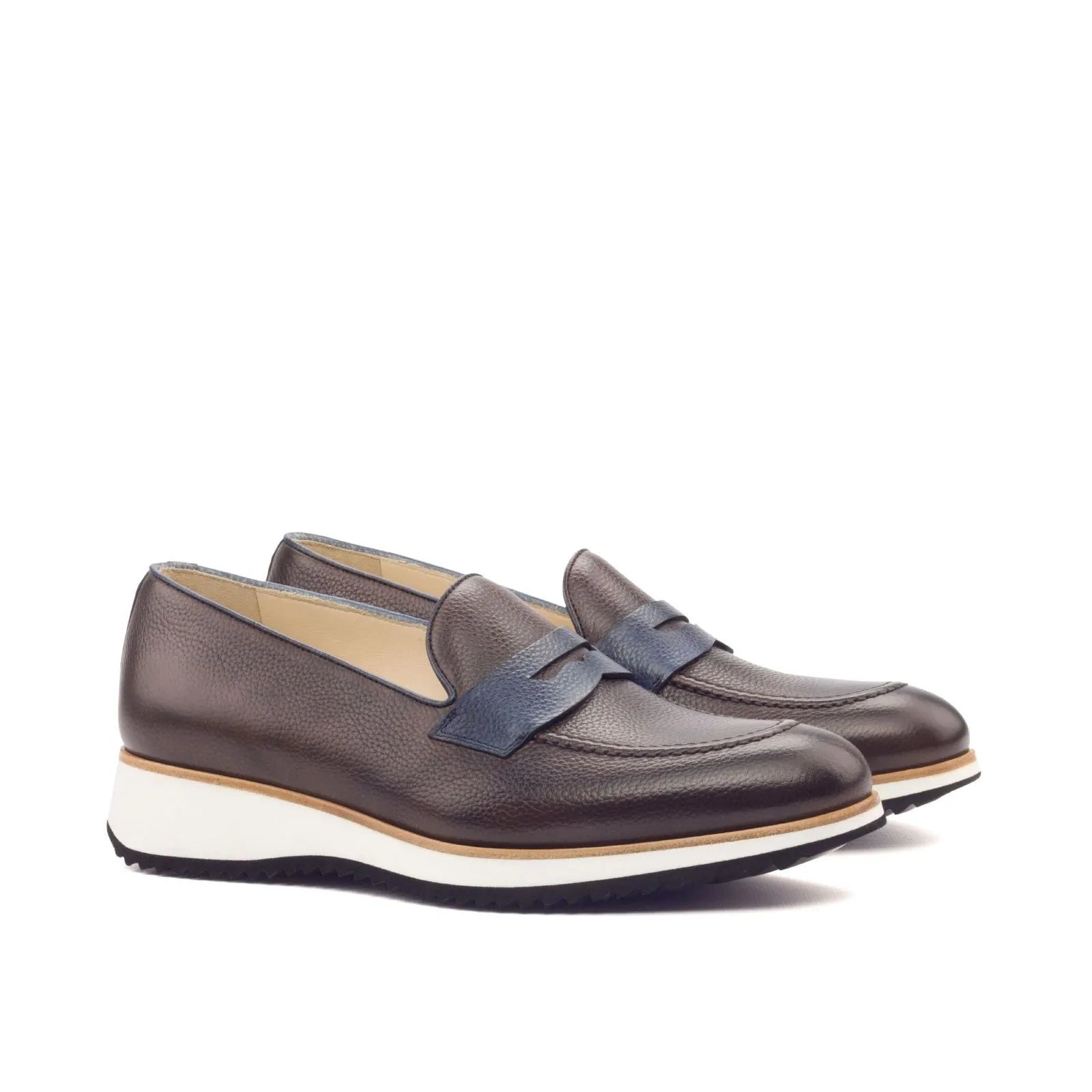 Timyo loafers: brown leather penny loafers, luxury bespoke shoes for men