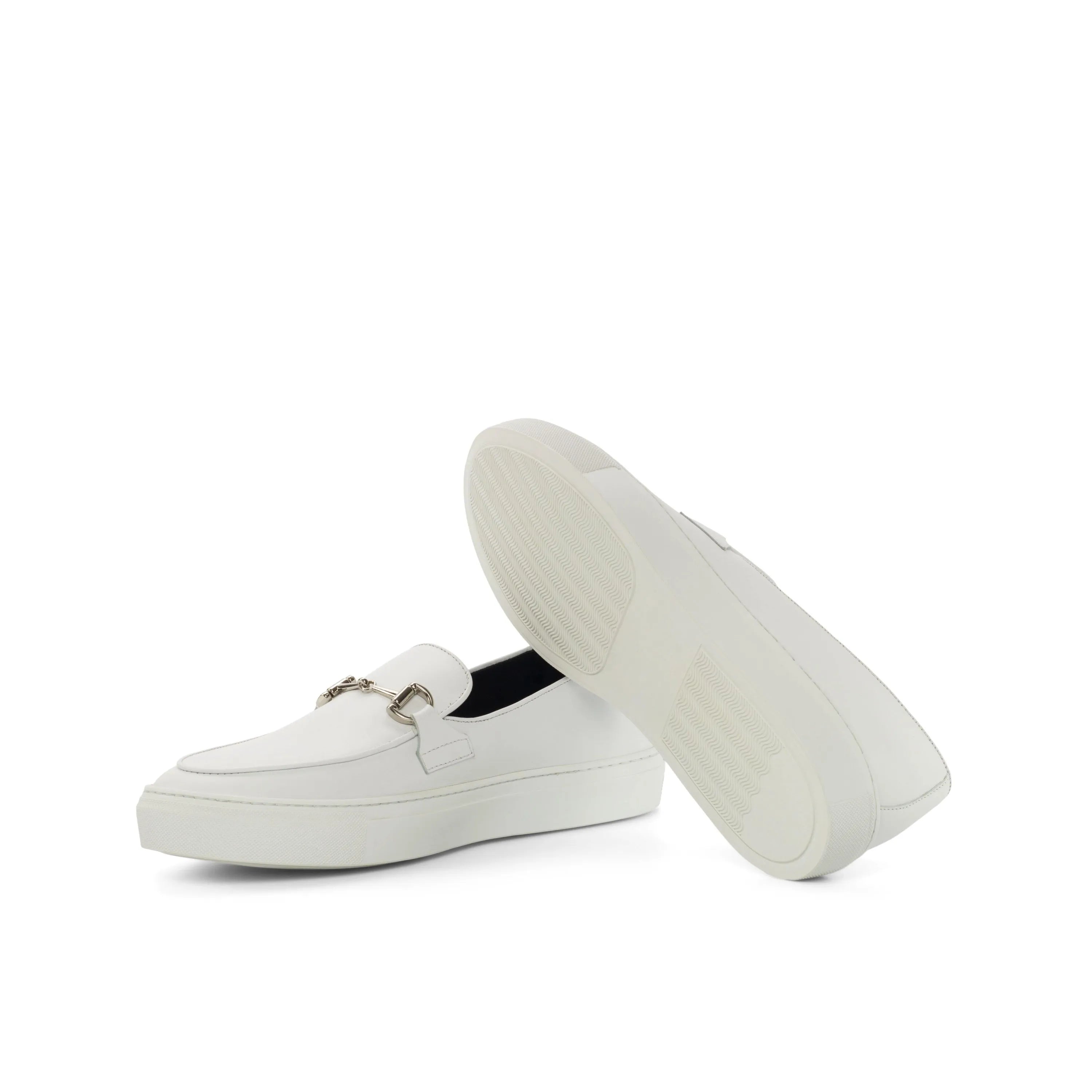 White Tony Belgian sneaker loafers in premium leather
