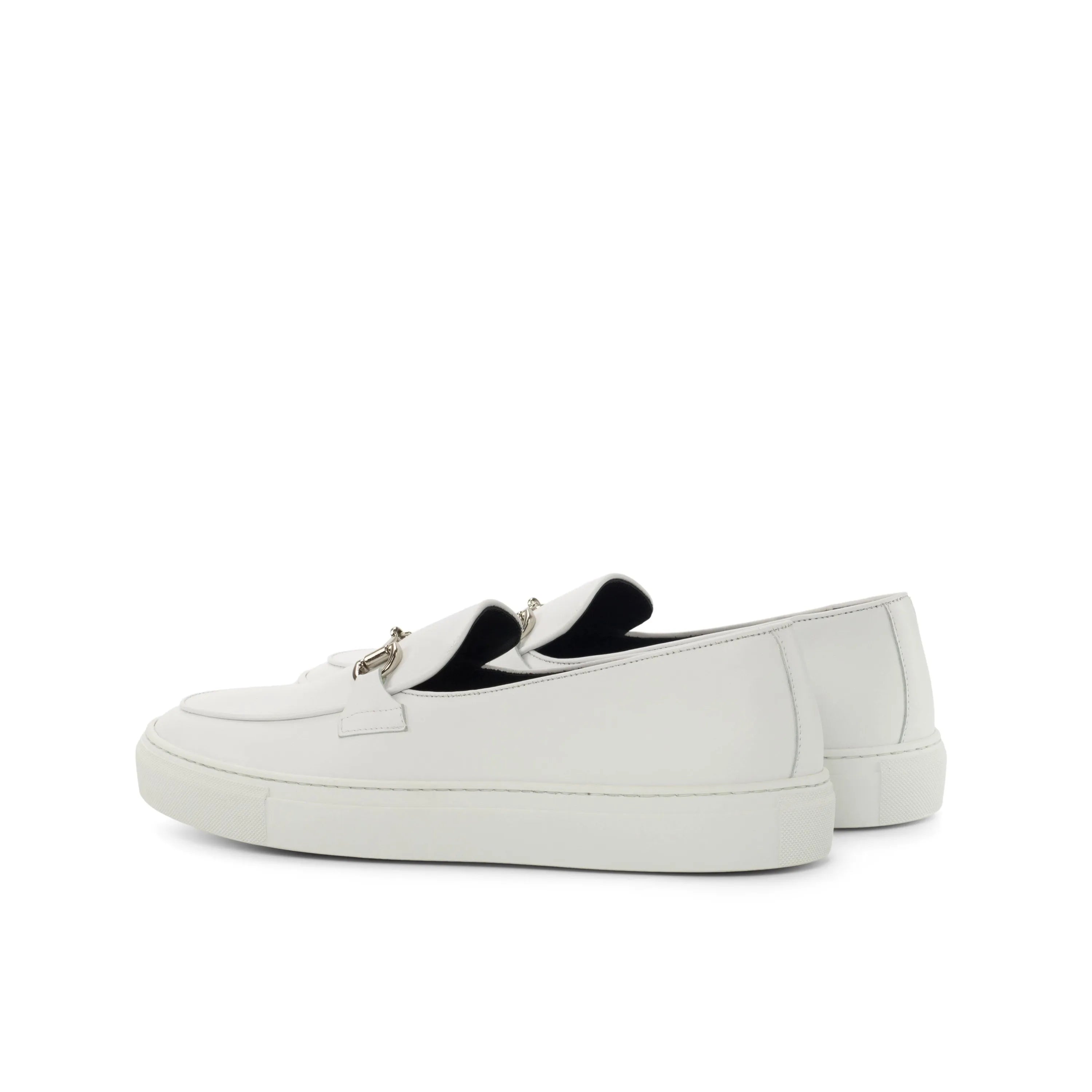 White Tony Belgian sneaker slip-on loafers in leather