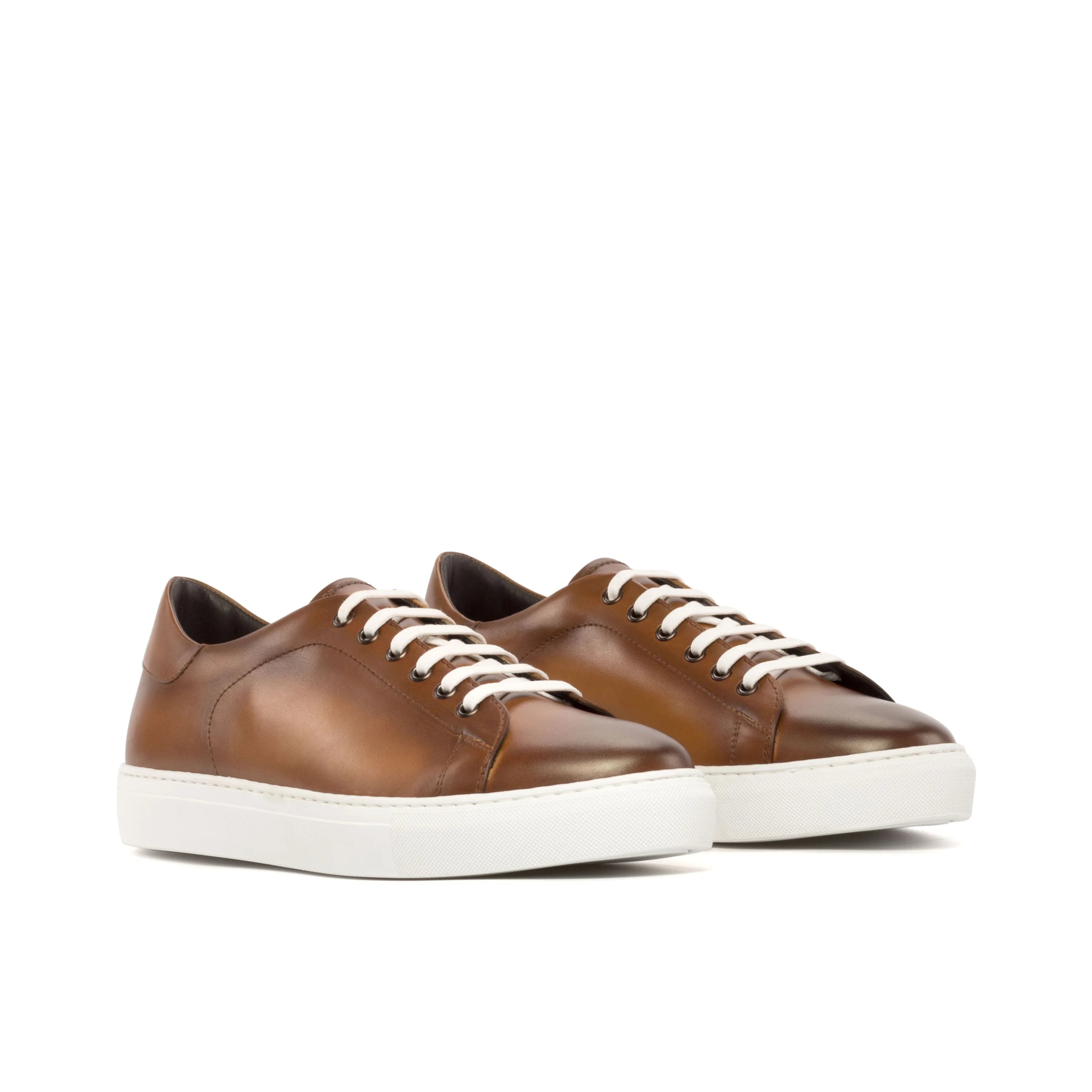 Treasure Trainer cupsole trainer in brown calf leather with white laces