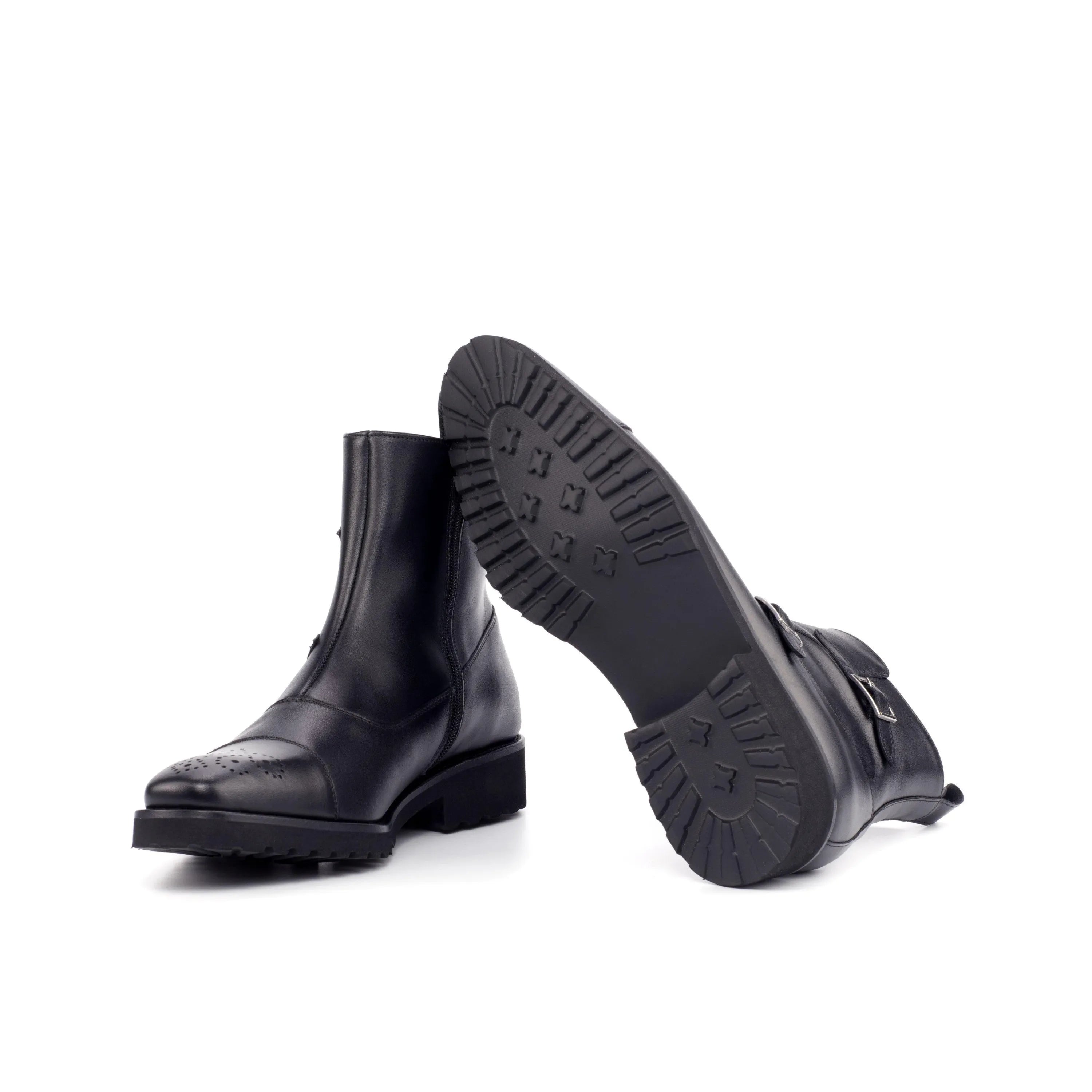 Black Tulum Octavian boots with leather ankle design