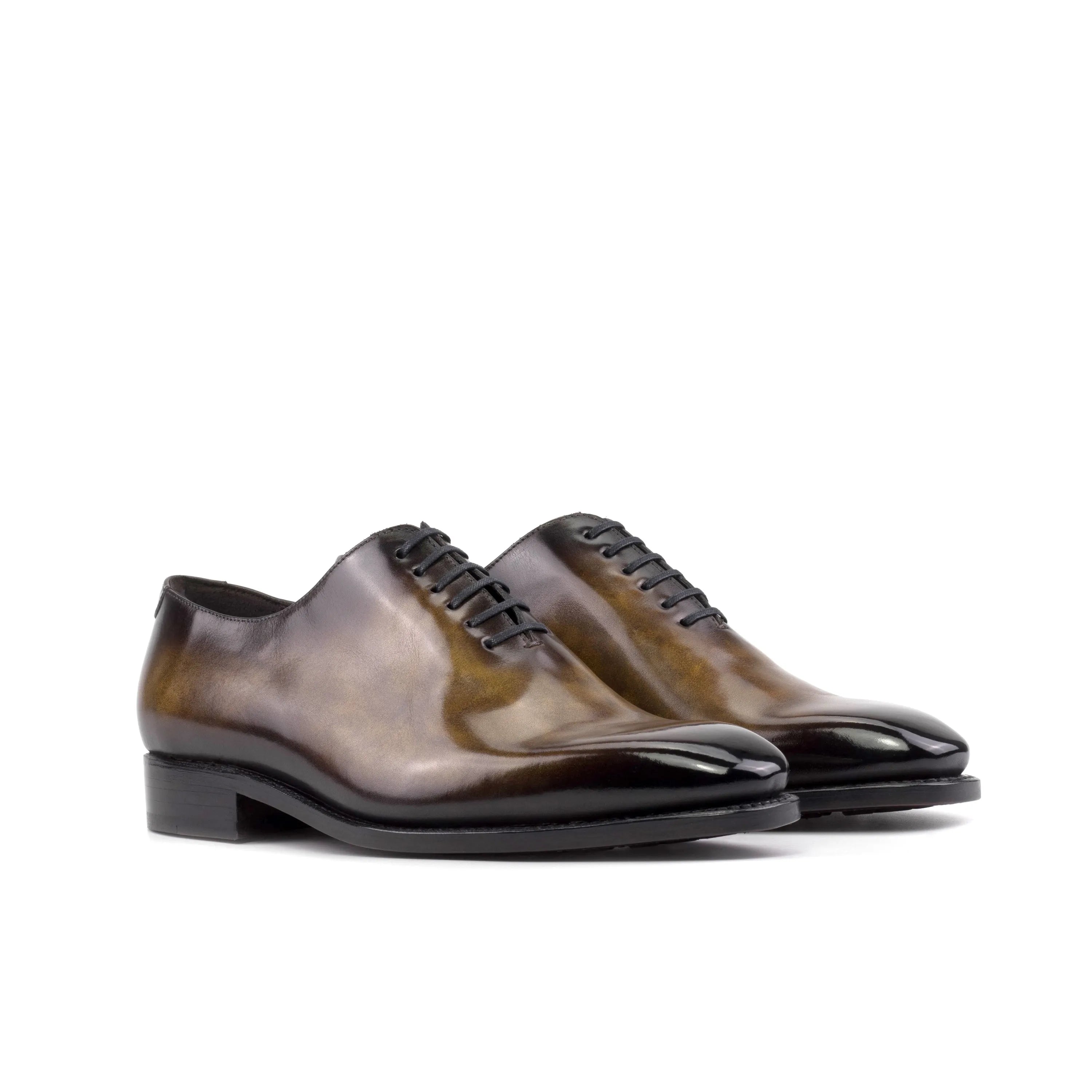 Veritas Patina Wholecut brown leather dress shoes pair