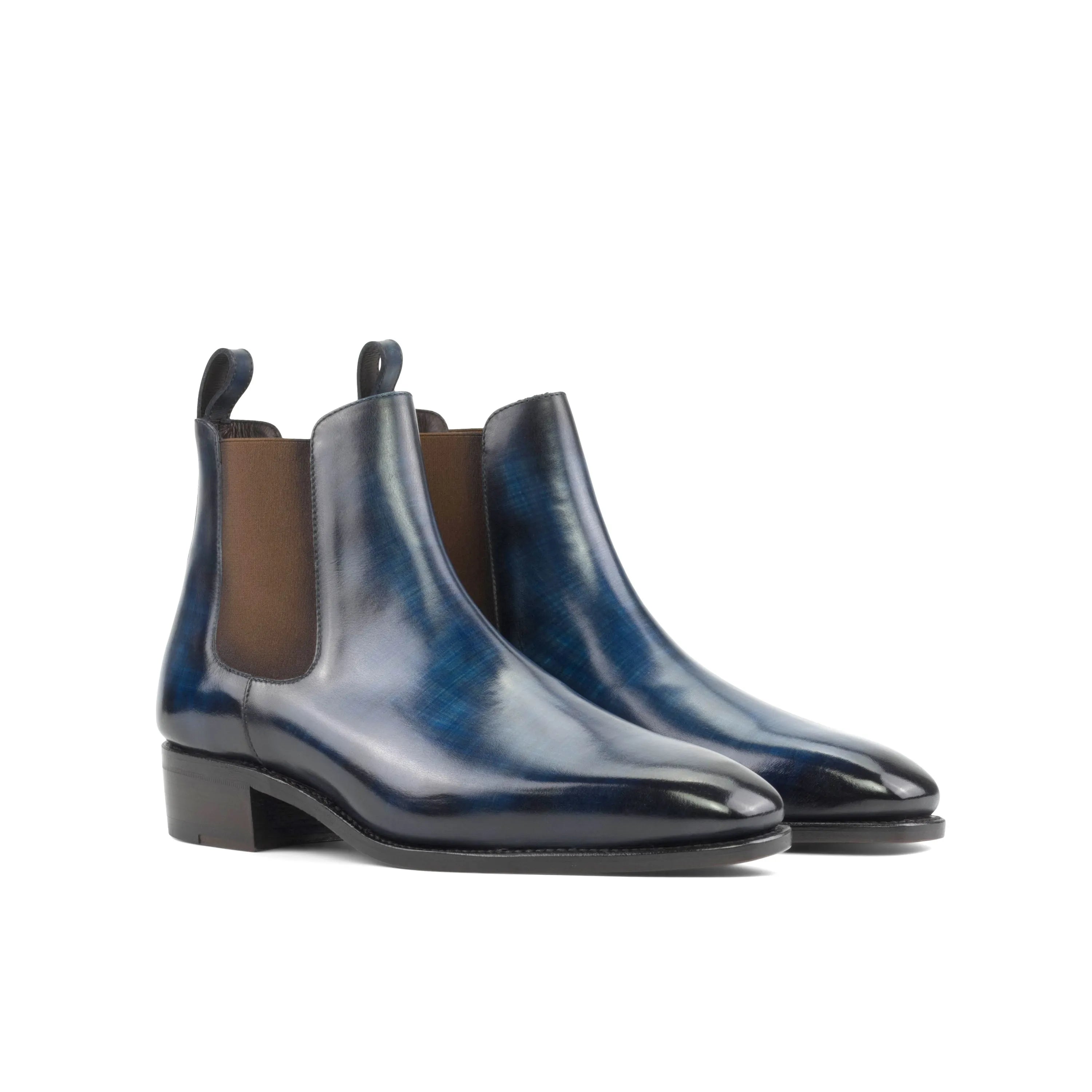 Vino patina Chelsea boots: pair of blue leather Chelsea boots