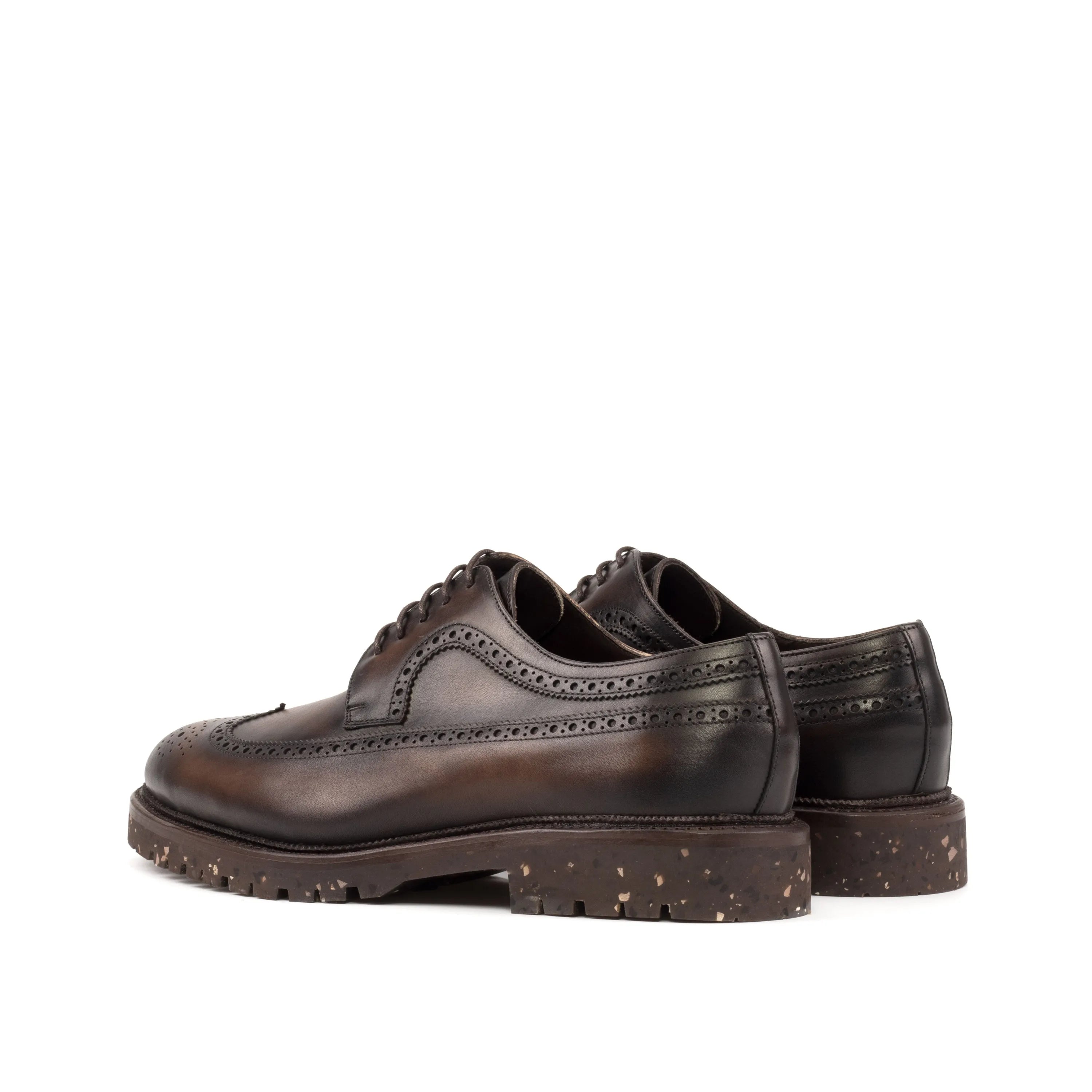 Vos Longwing Blucher brown leather brogue shoes