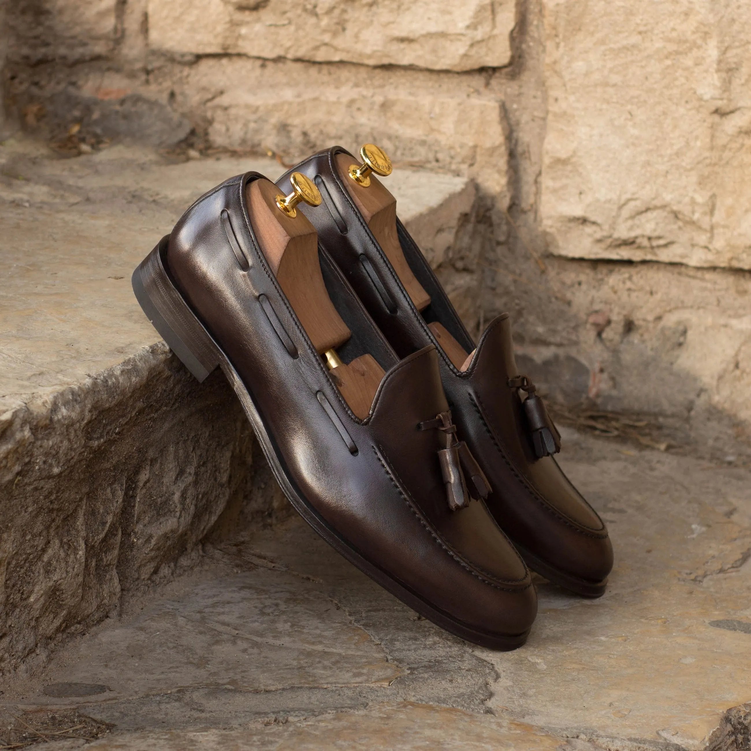 Wachiwi loafers: dark brown leather tassel luxury bespoke shoes for men