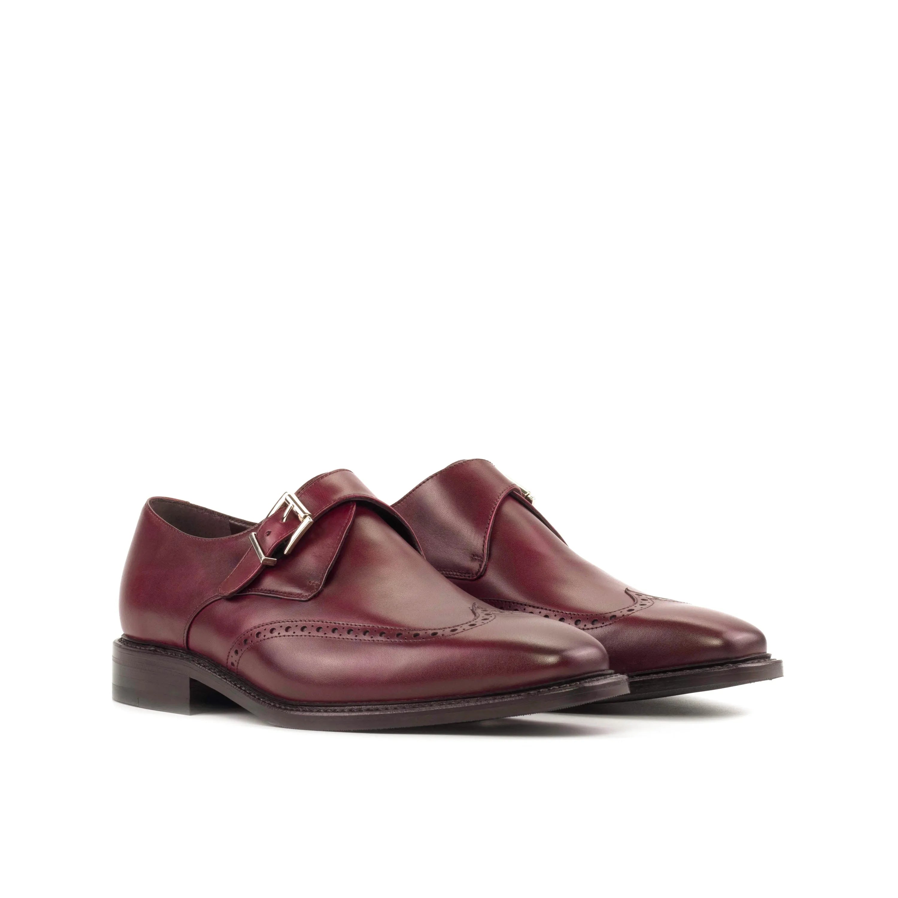 Burgundy leather Waz Single Monk shoes, fast lane delivery in 3-5 business days