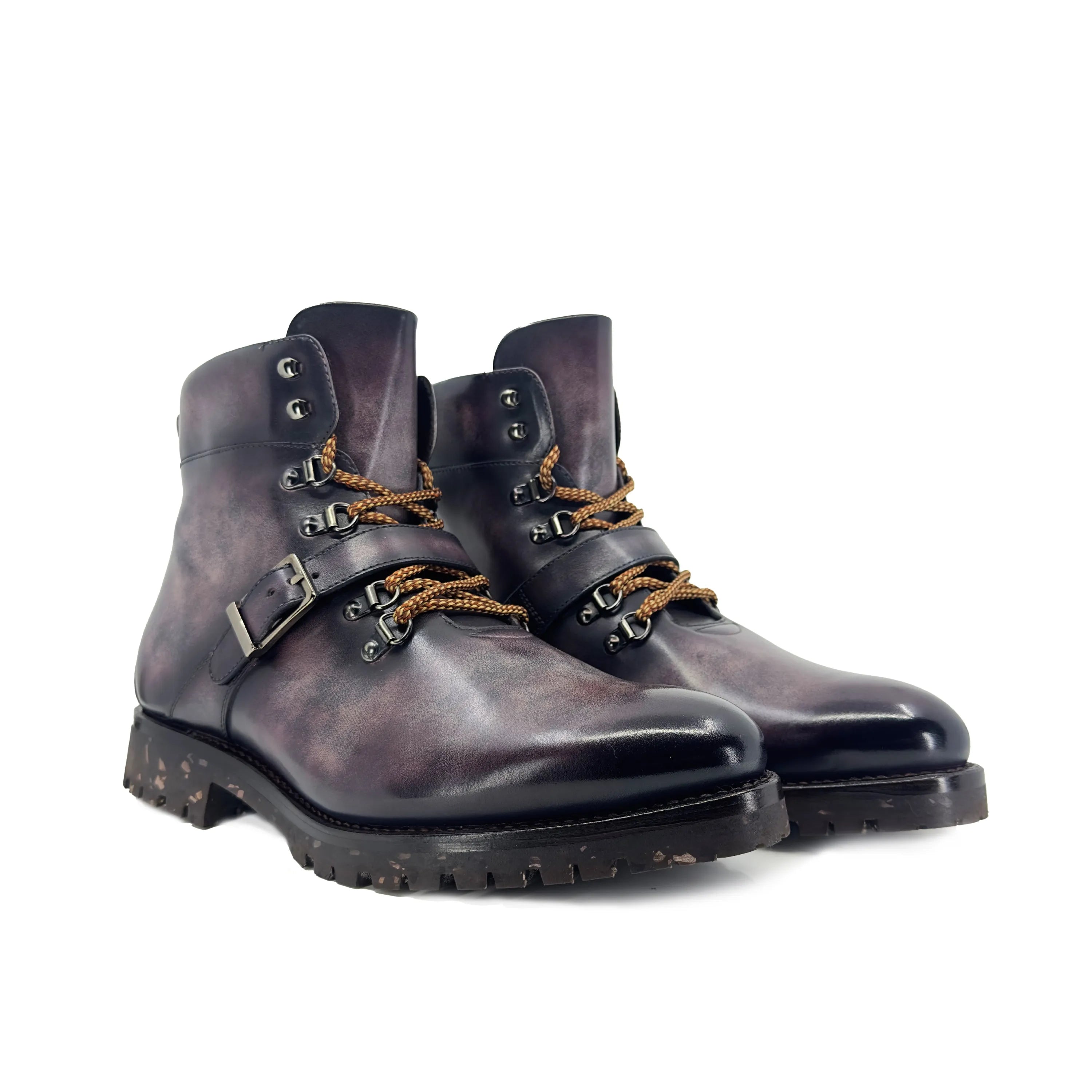 Winstein patina hiking boots rear view in leather