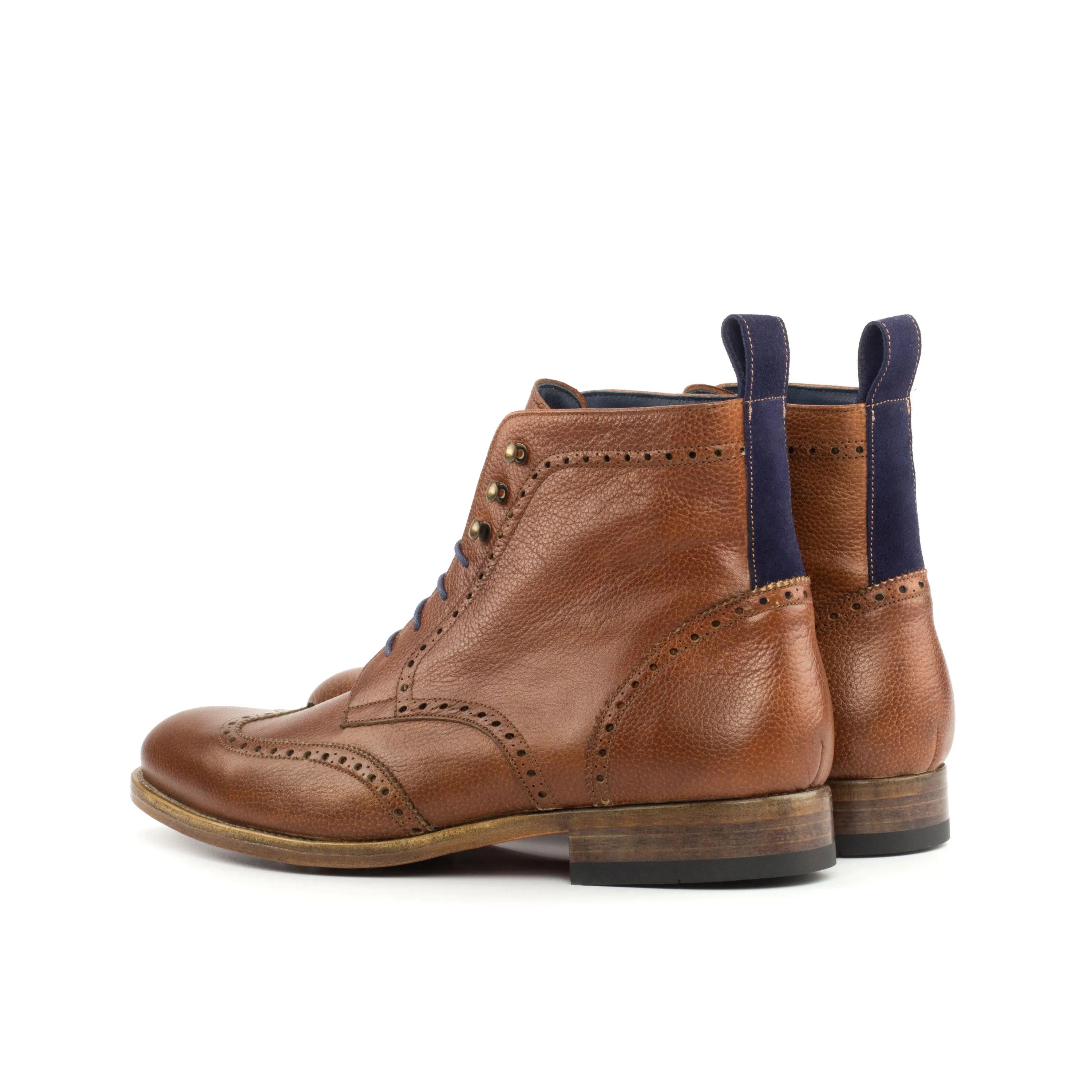 Y03 Military Brogue Boots II brown leather wingtip back view