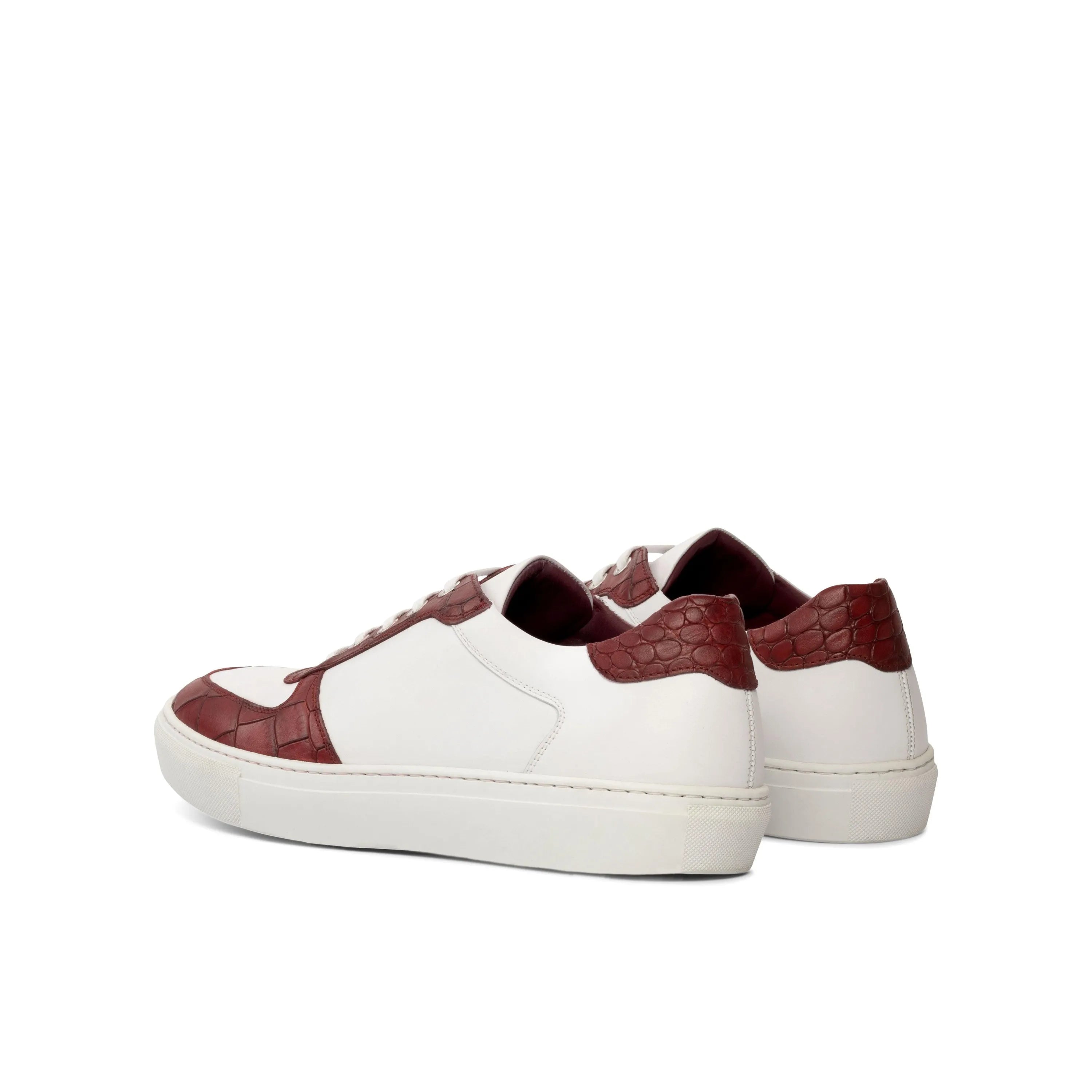 Zino Low red calf leather sneakers in white and burgundy for everyday wear